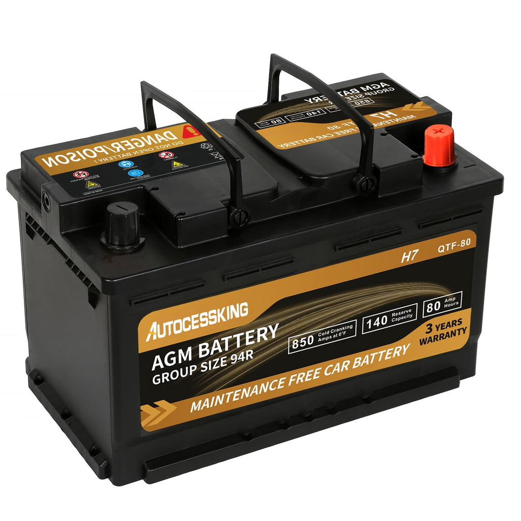 Autocessking Platinum AGM Battery, Group 47 Rechargeable Automotive Batteries for Car, 12V H5 680CCA 60Ah 100RC