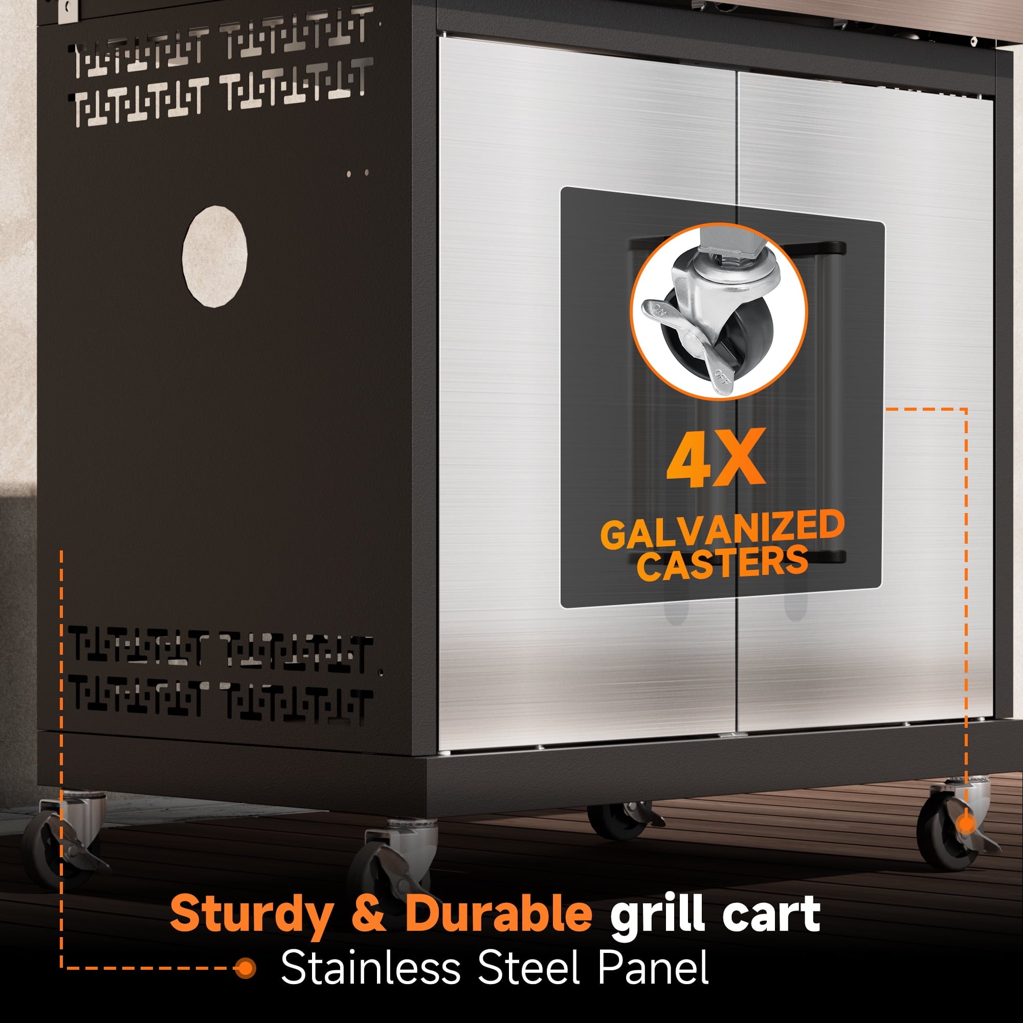 SKOK 4 Burner Gas Grill with Side Burner, 58000 BTU &393 sq.in Cooking Surface, Outdoor Propane Barbecue Grill for Patio & Backyard