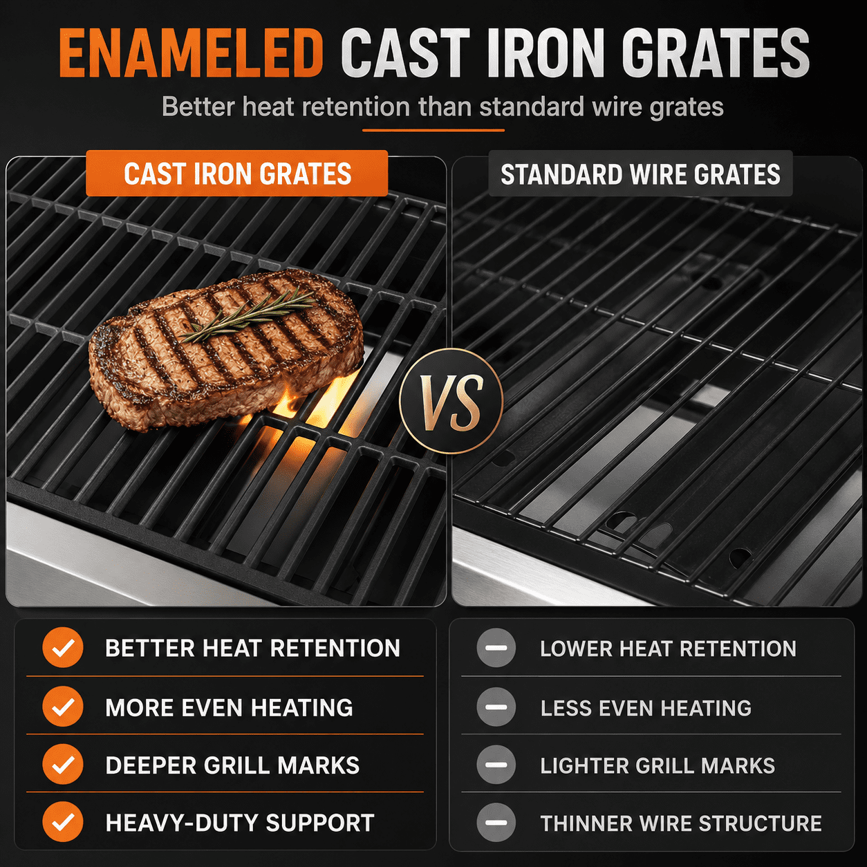 3-Burner Gas Grill with Side Burner, 40,500 BTU Propane BBQ Grill with Porcelain-Enameled Cast Iron Grates, Built-in Thermometer, Ideal for Patio Camping Outdoor Cooking
