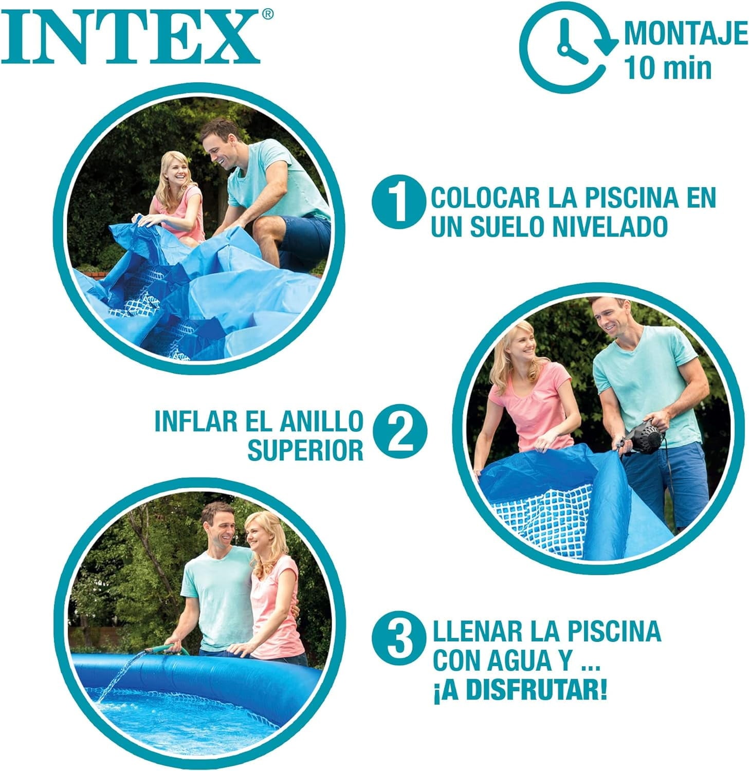Intex 10ft Round Easy Set Above Ground Swimming Pool for Kids & Families, Inflatable Ring Outdoor Backyard Pool, Quick Setup Summer Water Fun Pool, 30in Deep (28120EH)