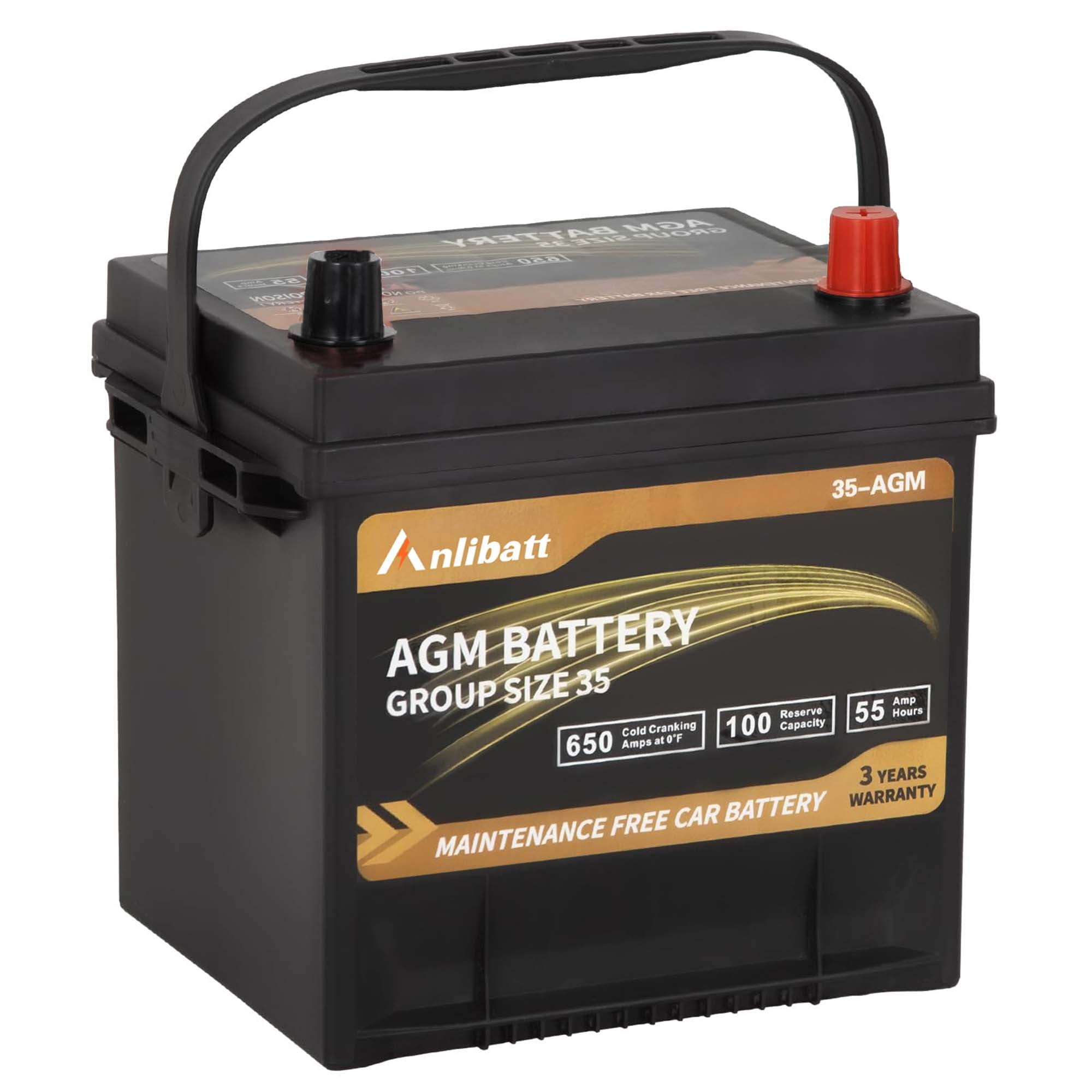 Anlibatt Car AGM Battery Group Size 48 H6 Start Stop Battery 12V 70Ah 760CCA Maintenance Free Rechargeable