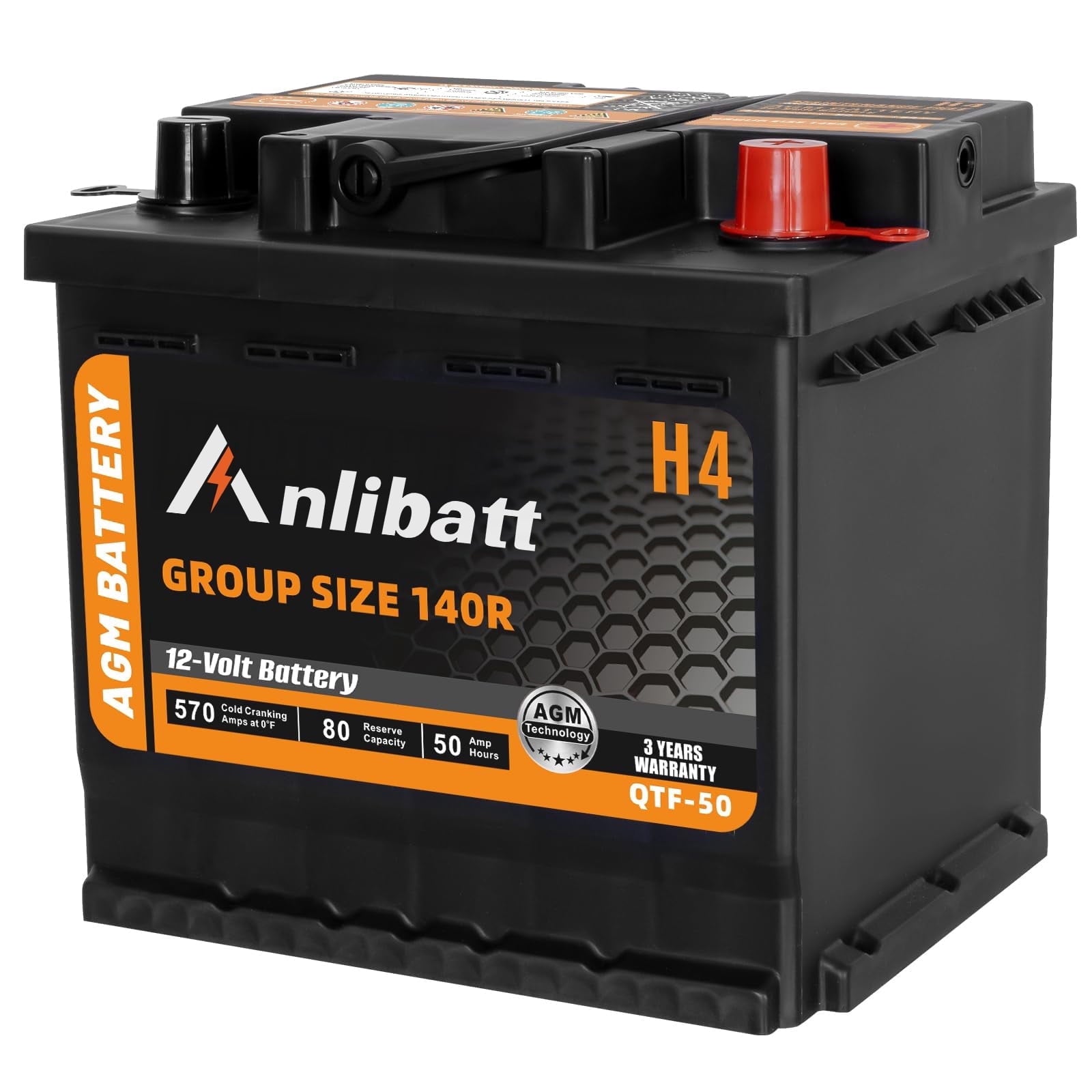 Anlibatt BCI Group 49 Battery, AGM 12 Volt Rechargeable Automotive Batteries for Car, H8 900CCA 95Ah 160RC Maintenance Free