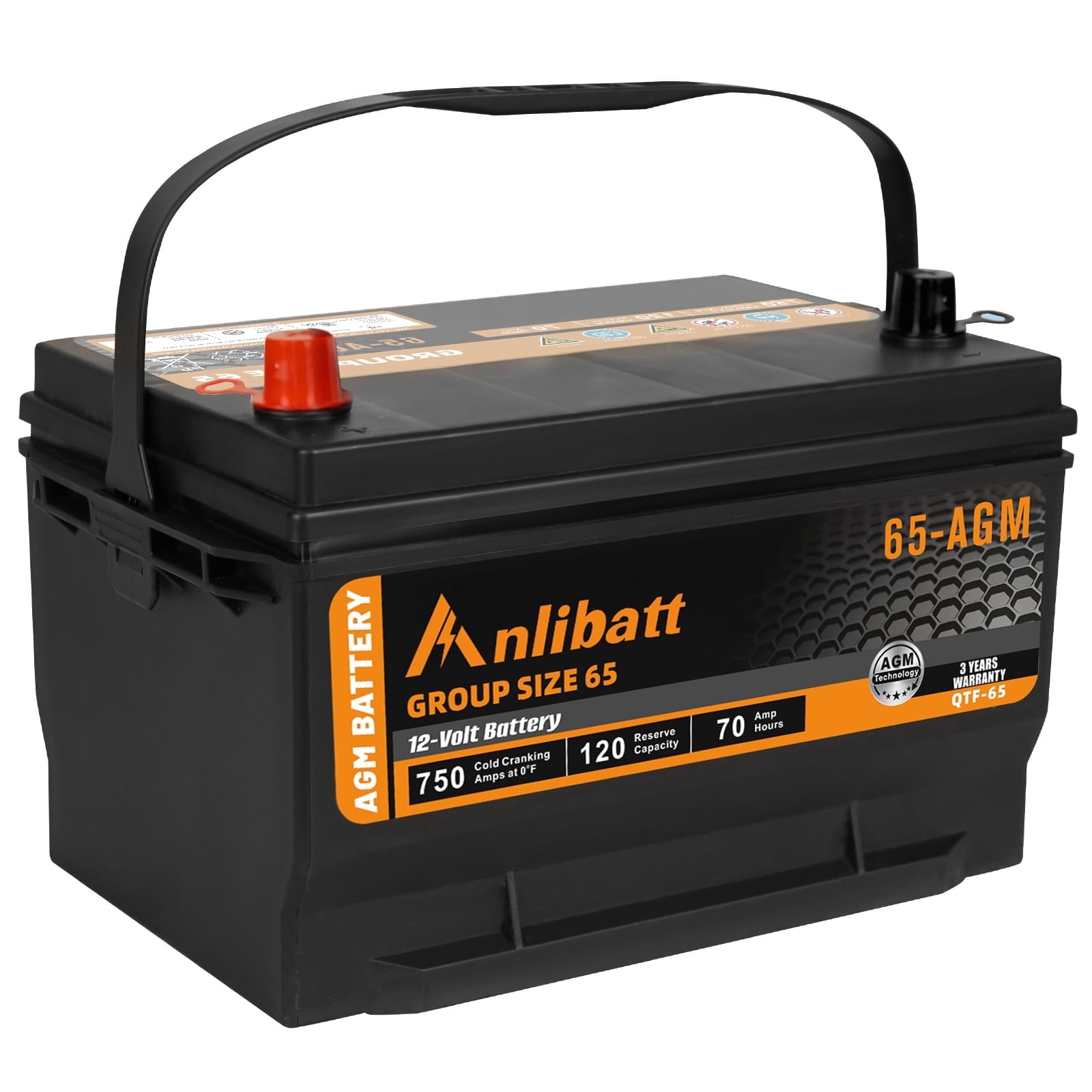 Anlibatt BCI Group 48 Battery, AGM 12 Volt Rechargeable Automotive Batteries for Car, H6 760CCA 70Ah 120RC, Maintenance Free