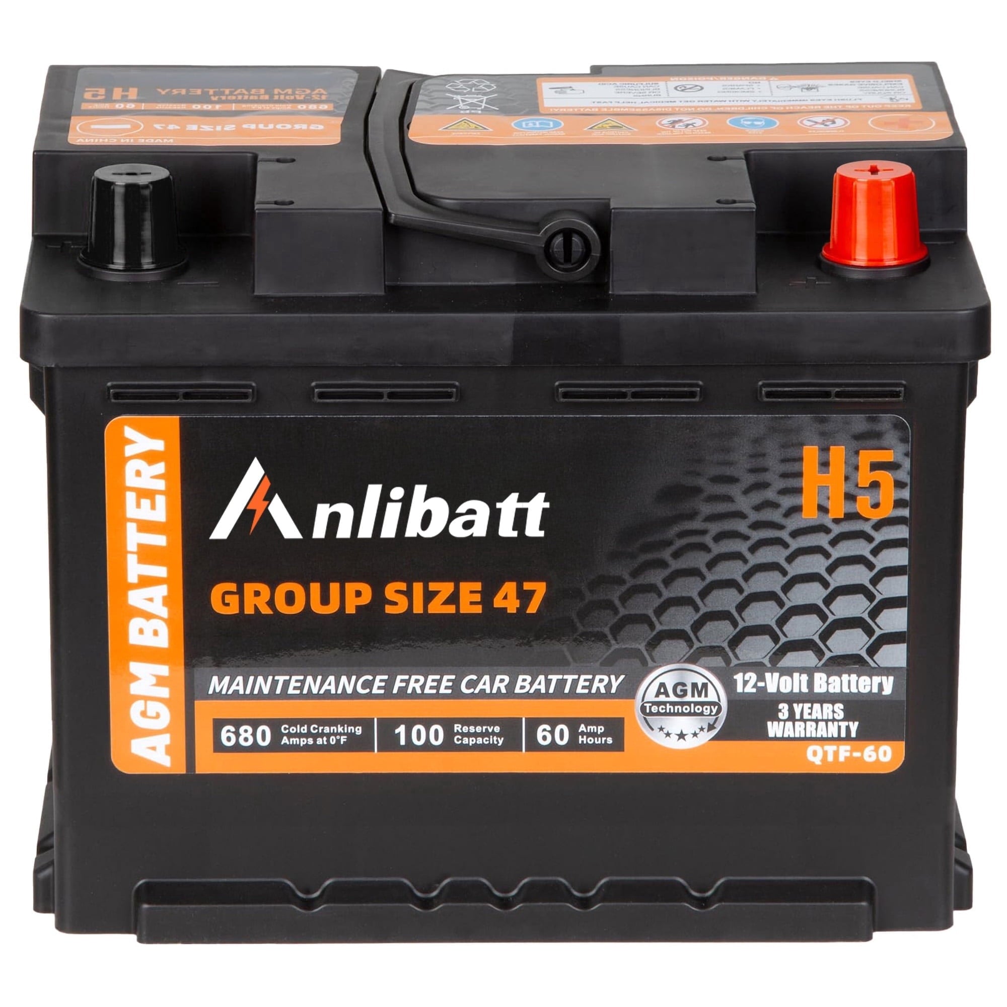 Anlibatt BCI Group 48 Battery, AGM 12 Volt Rechargeable Automotive Batteries for Car, H6 760CCA 70Ah 120RC, Maintenance Free
