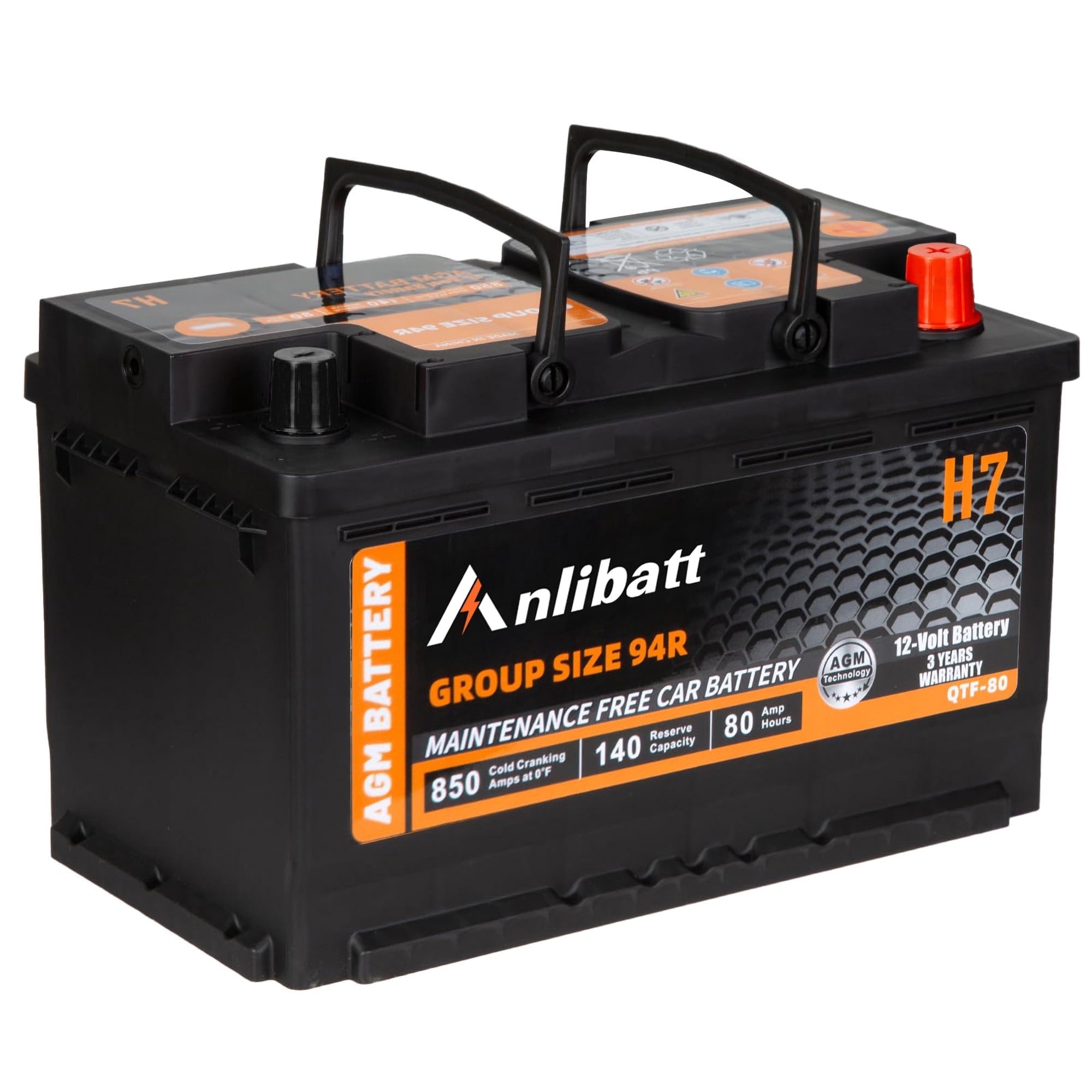 Anlibatt BCI Group 48 Battery, AGM 12 Volt Rechargeable Automotive Batteries for Car, H6 760CCA 70Ah 120RC, Maintenance Free