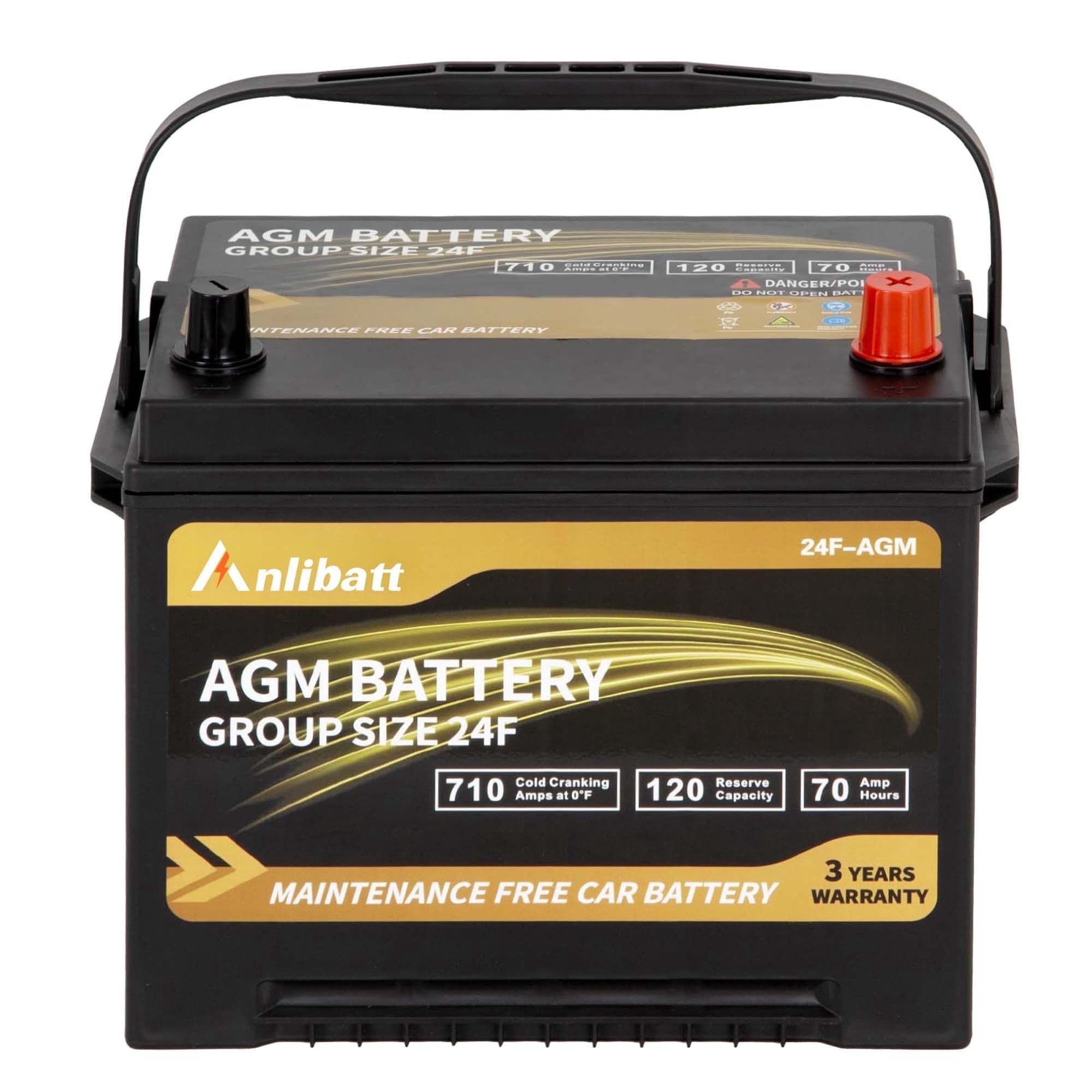 Anlibatt Car AGM Battery Group Size 48 H6 Start Stop Battery 12V 70Ah 760CCA Maintenance Free Rechargeable