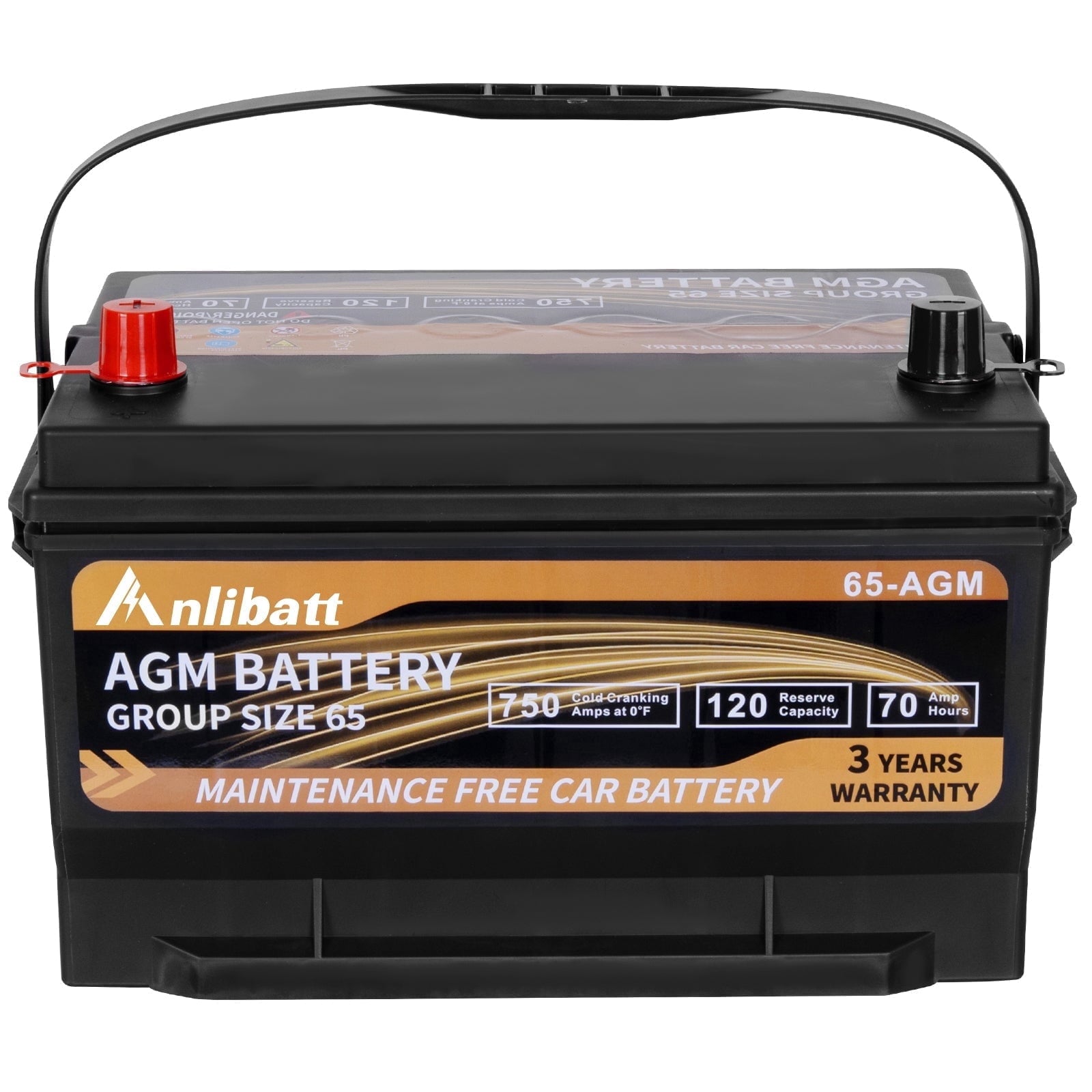 Anlibatt Car AGM Battery Group Size 48 H6 Start Stop Battery 12V 70Ah 760CCA Maintenance Free Rechargeable