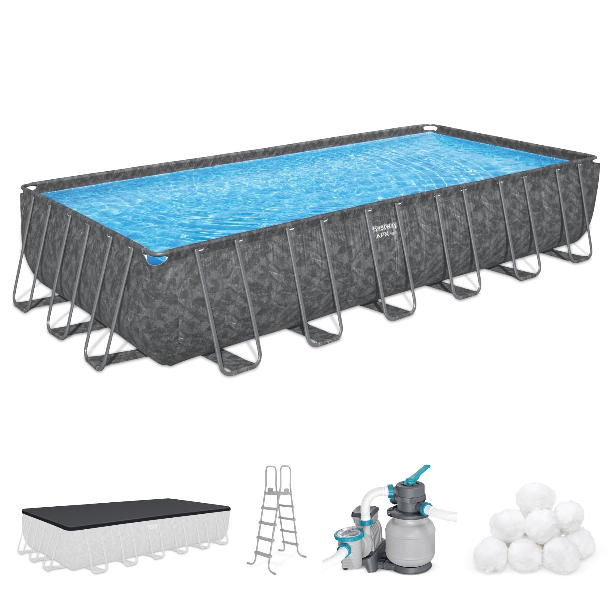 Bestway APX 365 18'x9'x52 Metal Frame Above Ground Pool Set with Sand Filter Pump