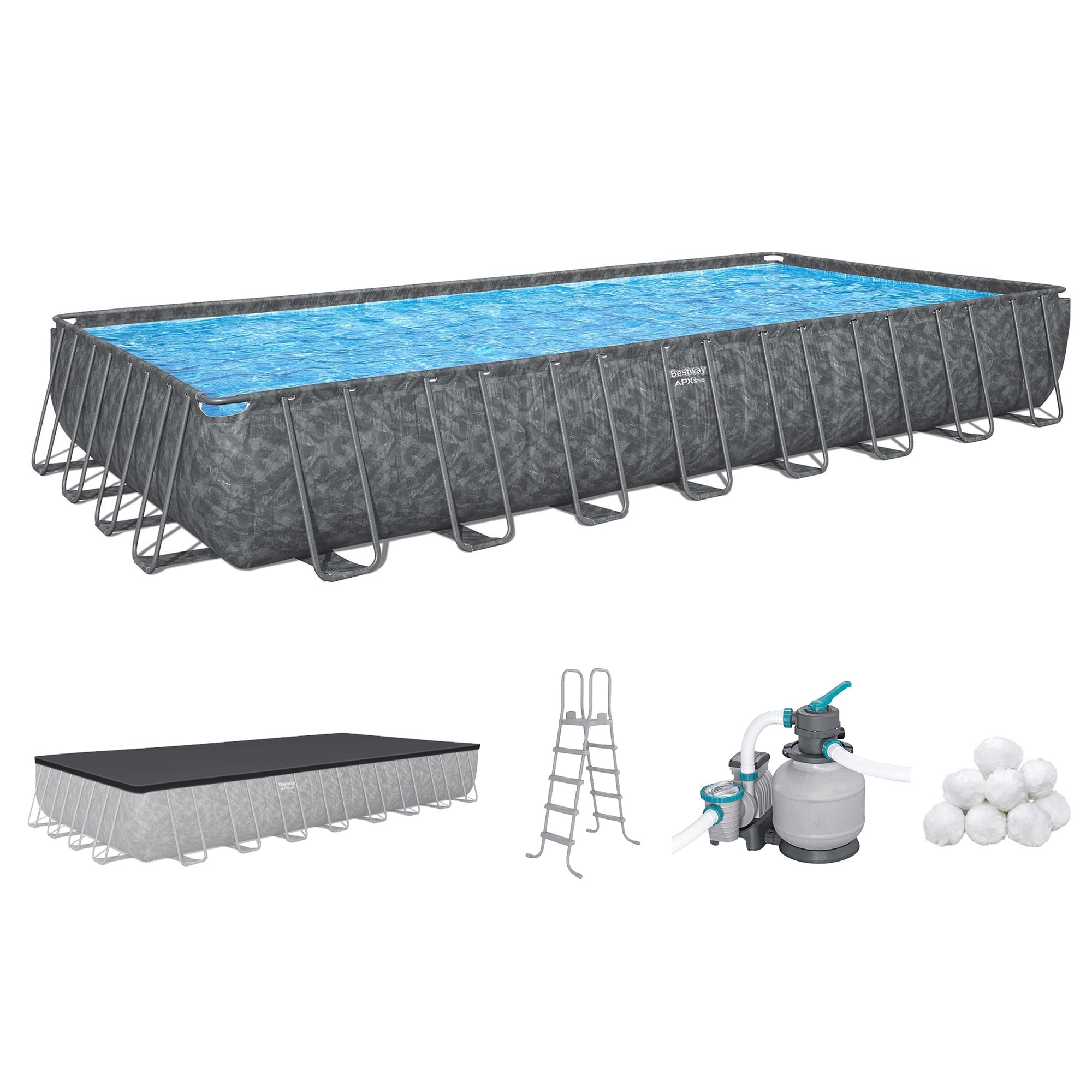 Bestway APX 365 18'x9'x52 Metal Frame Above Ground Pool Set with Sand Filter Pump