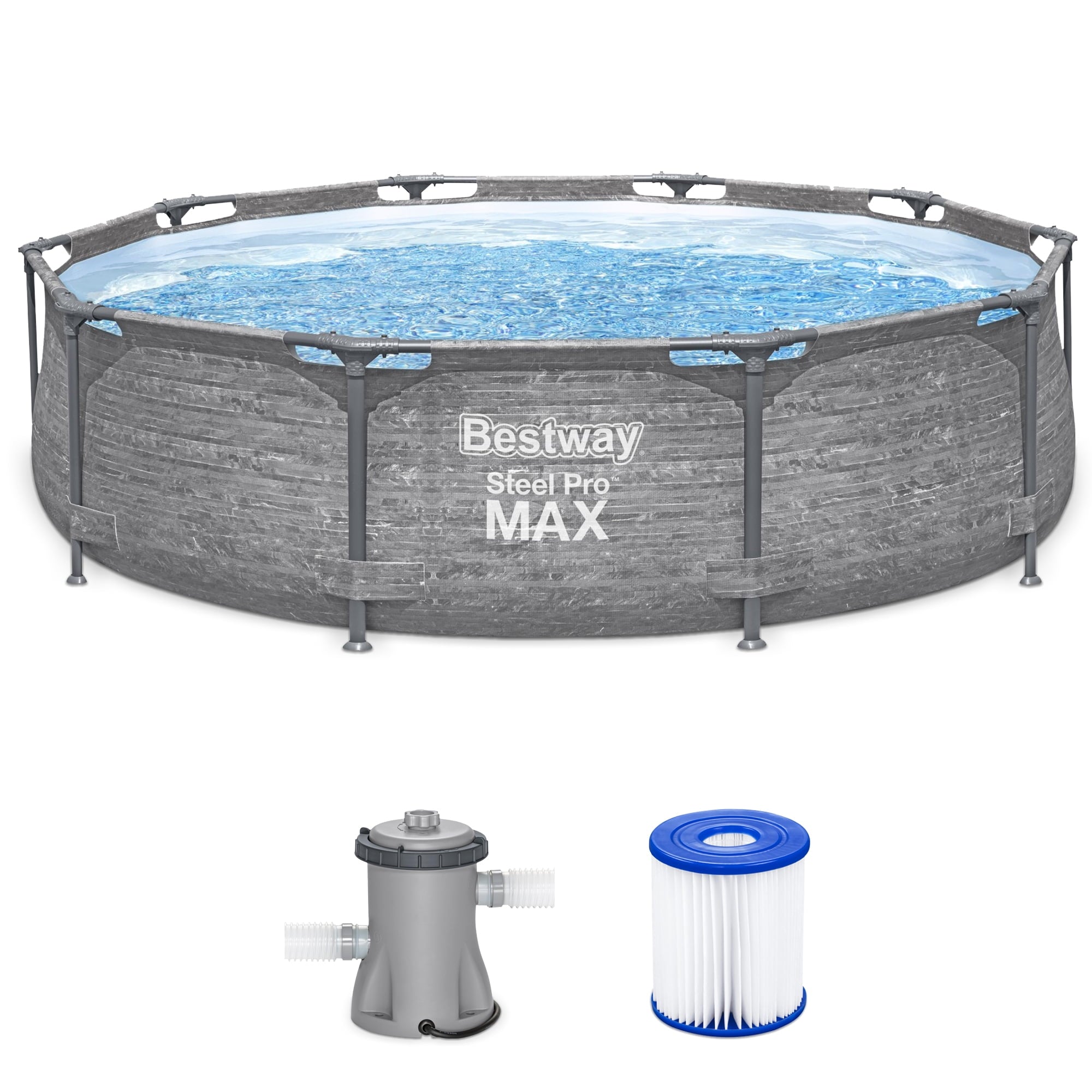 Bestway Steel Pro MAX 10'x30\ Metal Frame Above Ground Pool Set w/ Filter Pump & Cartridge