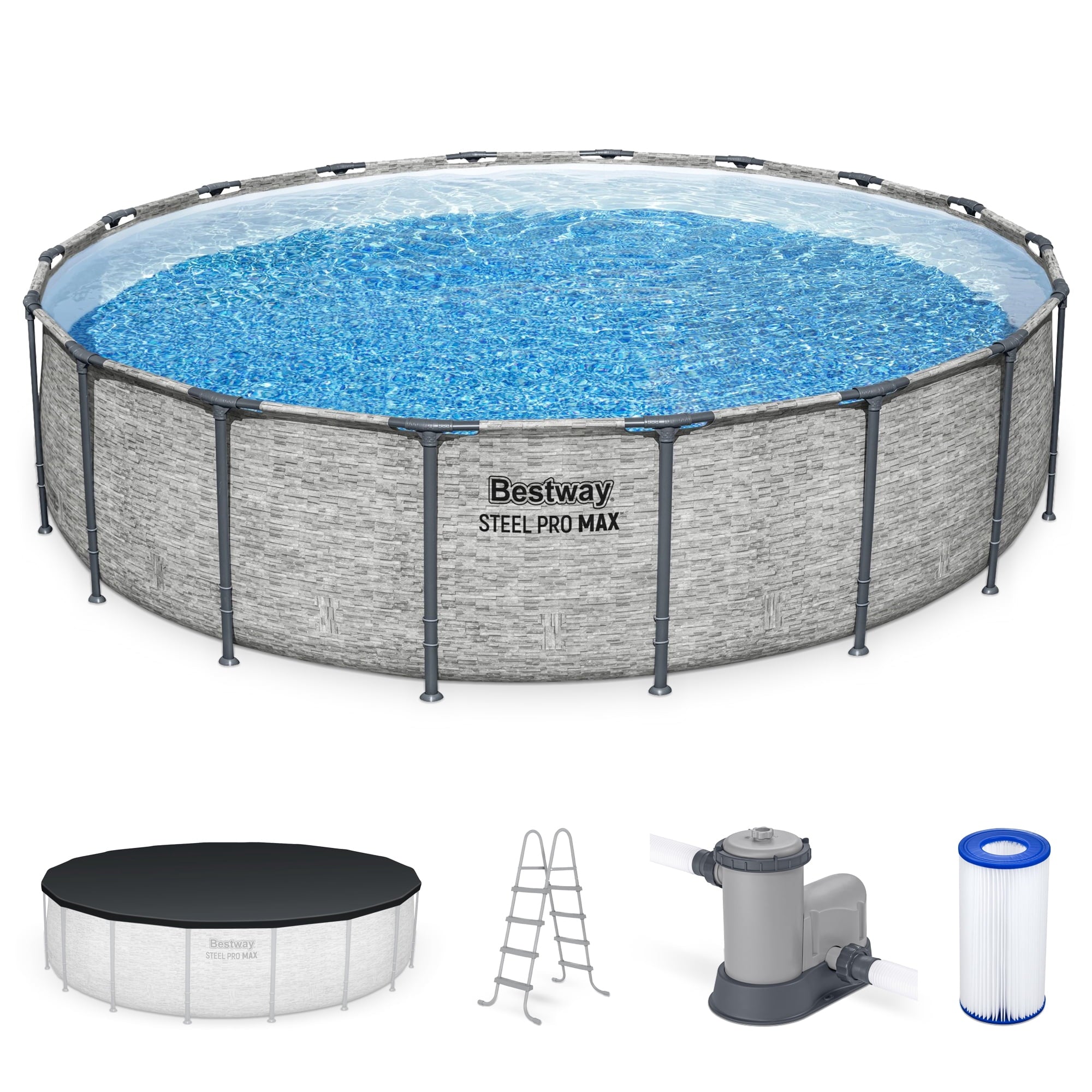 Bestway Steel Pro MAX 15’ x 48 Metal Frame Above Ground Pool, Blue, POOL ONLY