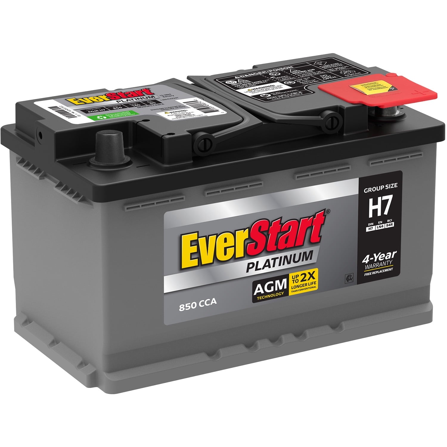 EverStart Platinum BOXED AGM Automotive Battery, Group Size H7 / LN4 / 94R 12 Volt, 850 CCA