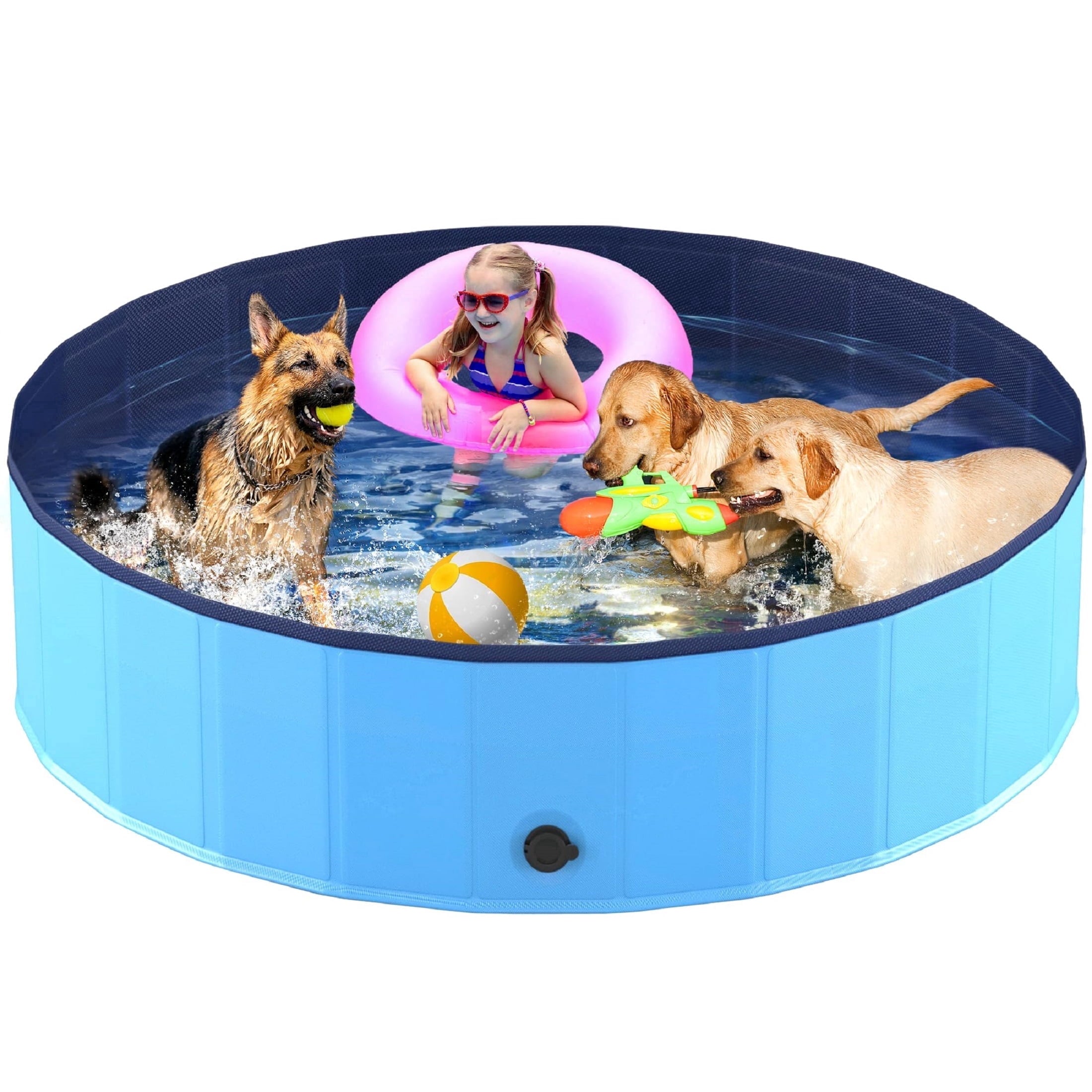 Niubya 47'' x 12'' Foldable Dog Swimming Pool, Small swimming pool，Portable Bath Tub for Pets Indoor and Outdoor(Gray)