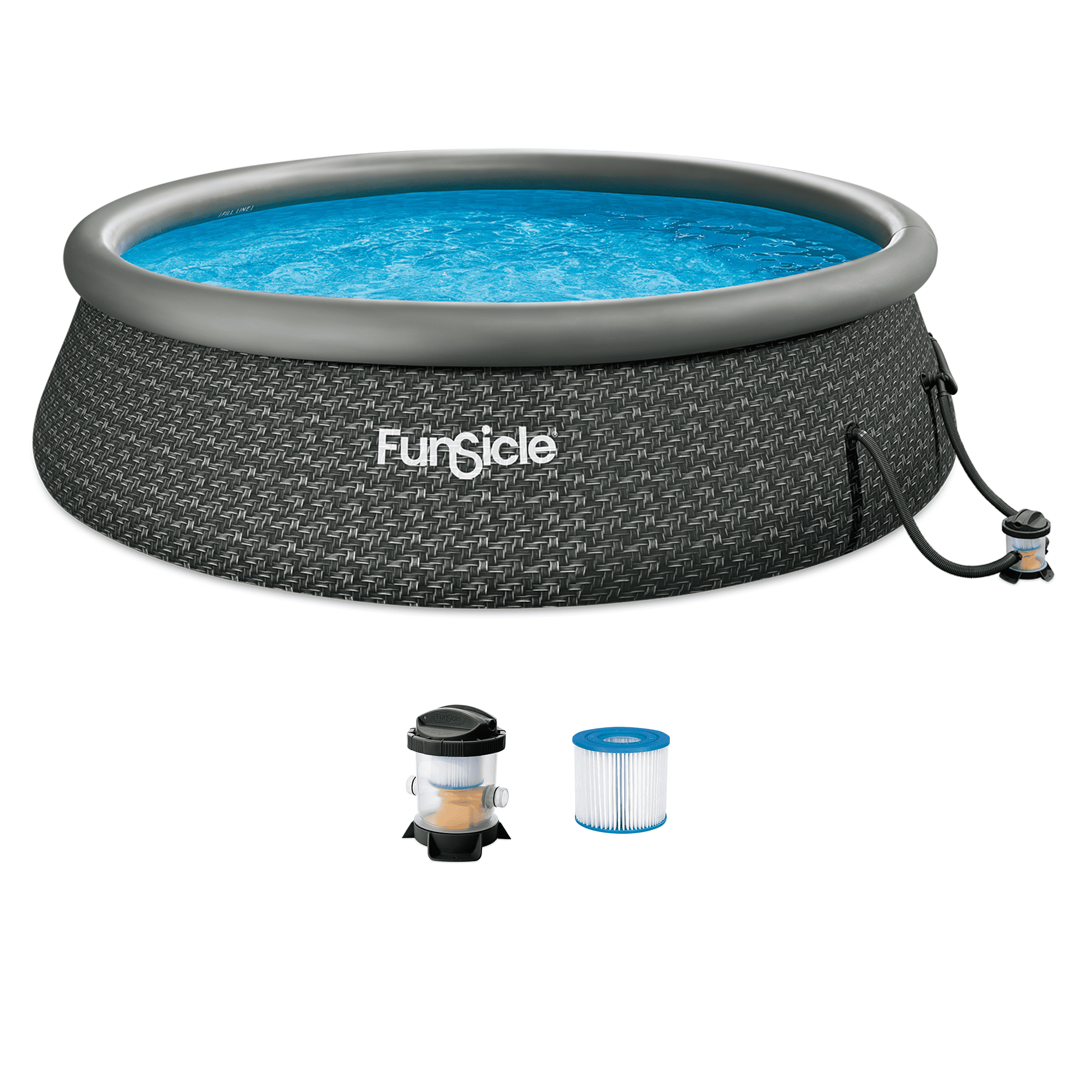 Funsicle Quickset 14’ x 36” Round Inflatable Top Ring Above Ground Swimming Pool Set