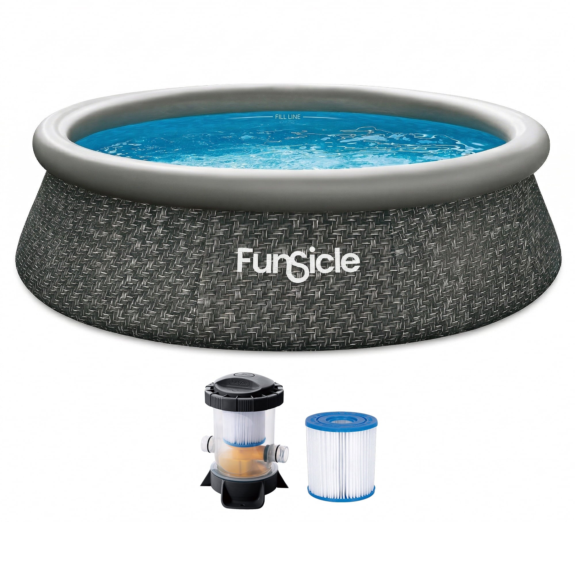 Funsicle Quickset 14’ x 36” Round Inflatable Top Ring Above Ground Swimming Pool Set