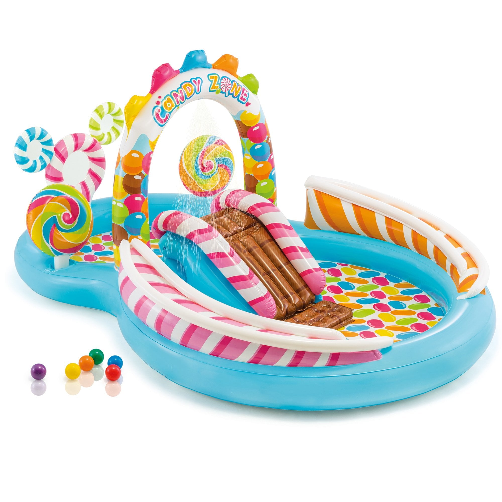 Intex Kids Inflatable Candy Zone Swim Play Center Kids Splash Pool w/ Waterslide