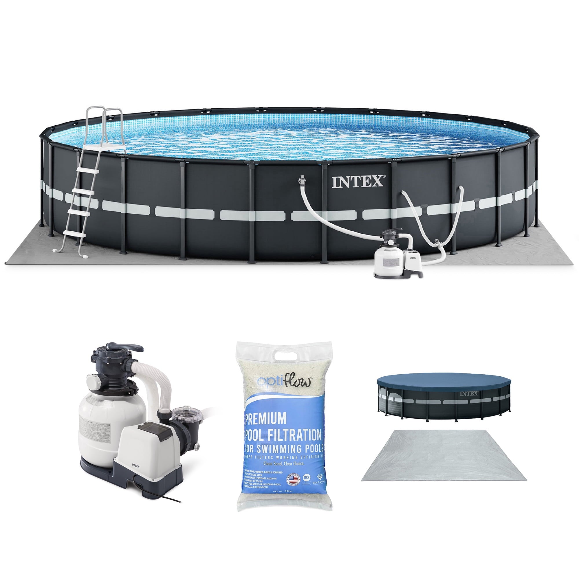 Intex Ultra XTR 24' x 52 Round Above Ground Pool & 2 Pack OptiFlow Filter Sand