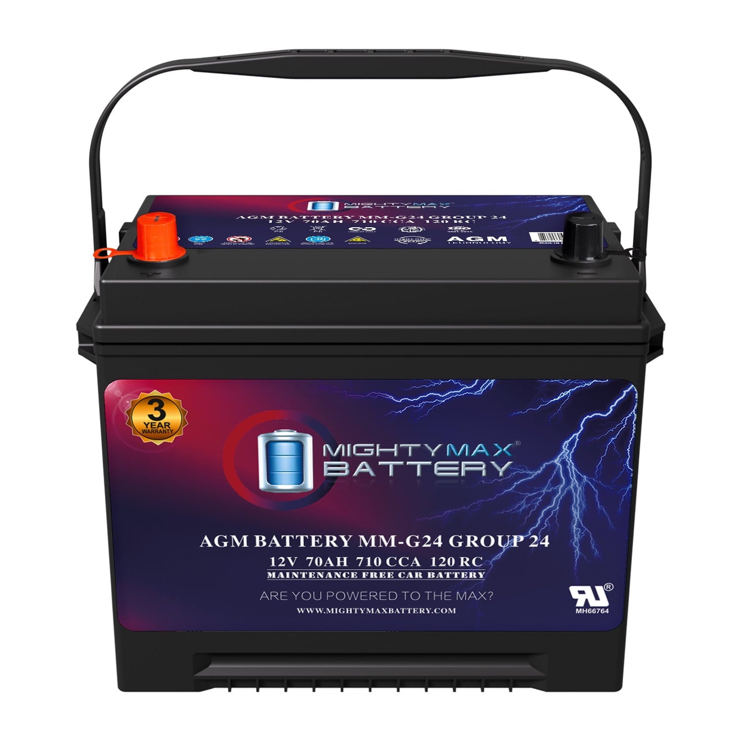 MM-H5 Start and Stop Car BCI Group Size 47 12V 60 AH, 100RC, 680 CCA Rechargeable AGM Car Battery