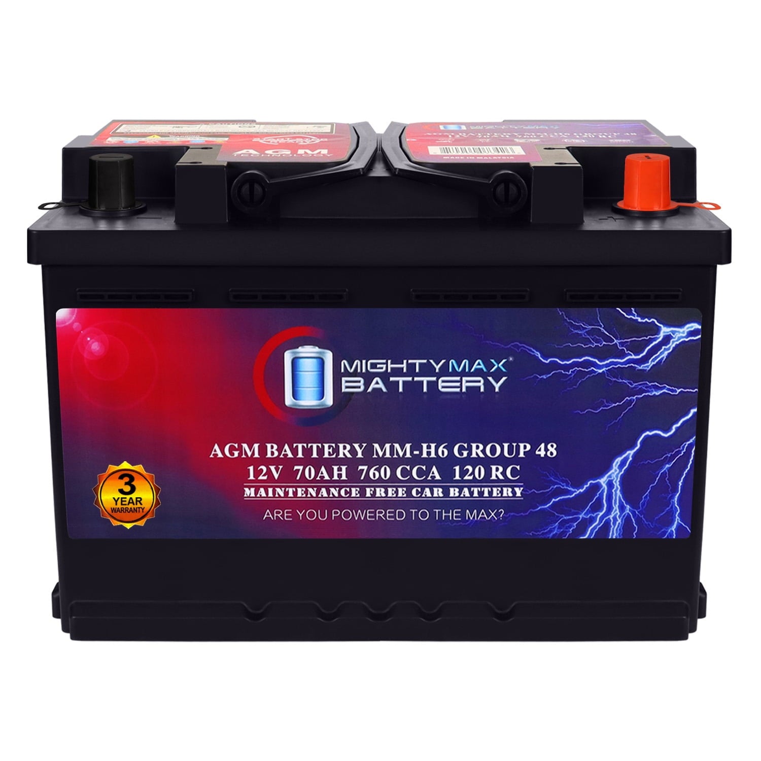 MM-H5 Start and Stop Car BCI Group Size 47 12V 60 AH, 100RC, 680 CCA Rechargeable AGM Car Battery