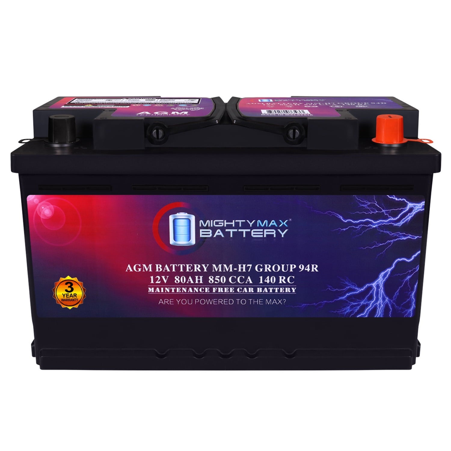 MM-H5 Start and Stop Car BCI Group Size 47 12V 60 AH, 100RC, 680 CCA Rechargeable AGM Car Battery