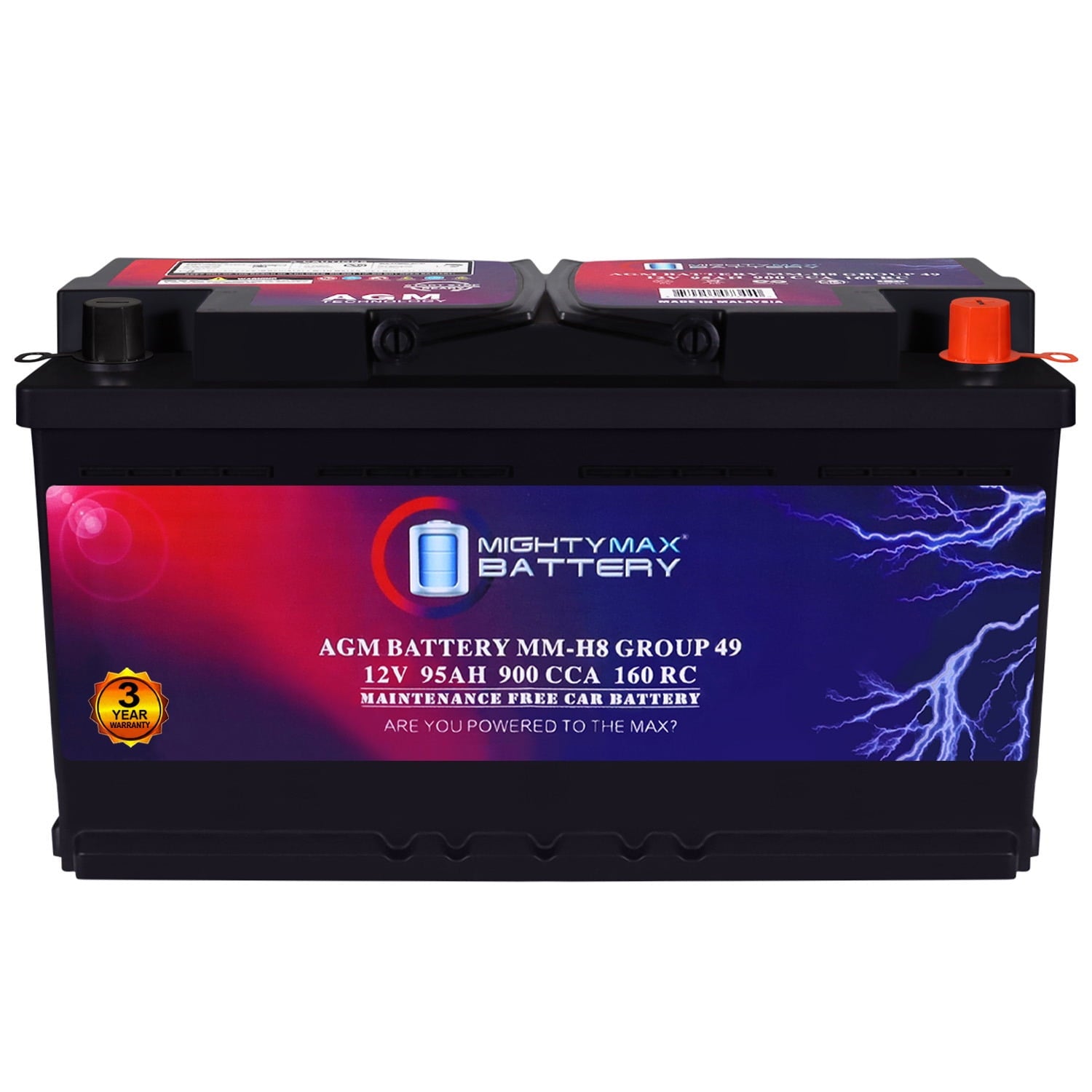 MM-H5 Start and Stop Car BCI Group Size 47 12V 60 AH, 100RC, 680 CCA Rechargeable AGM Car Battery