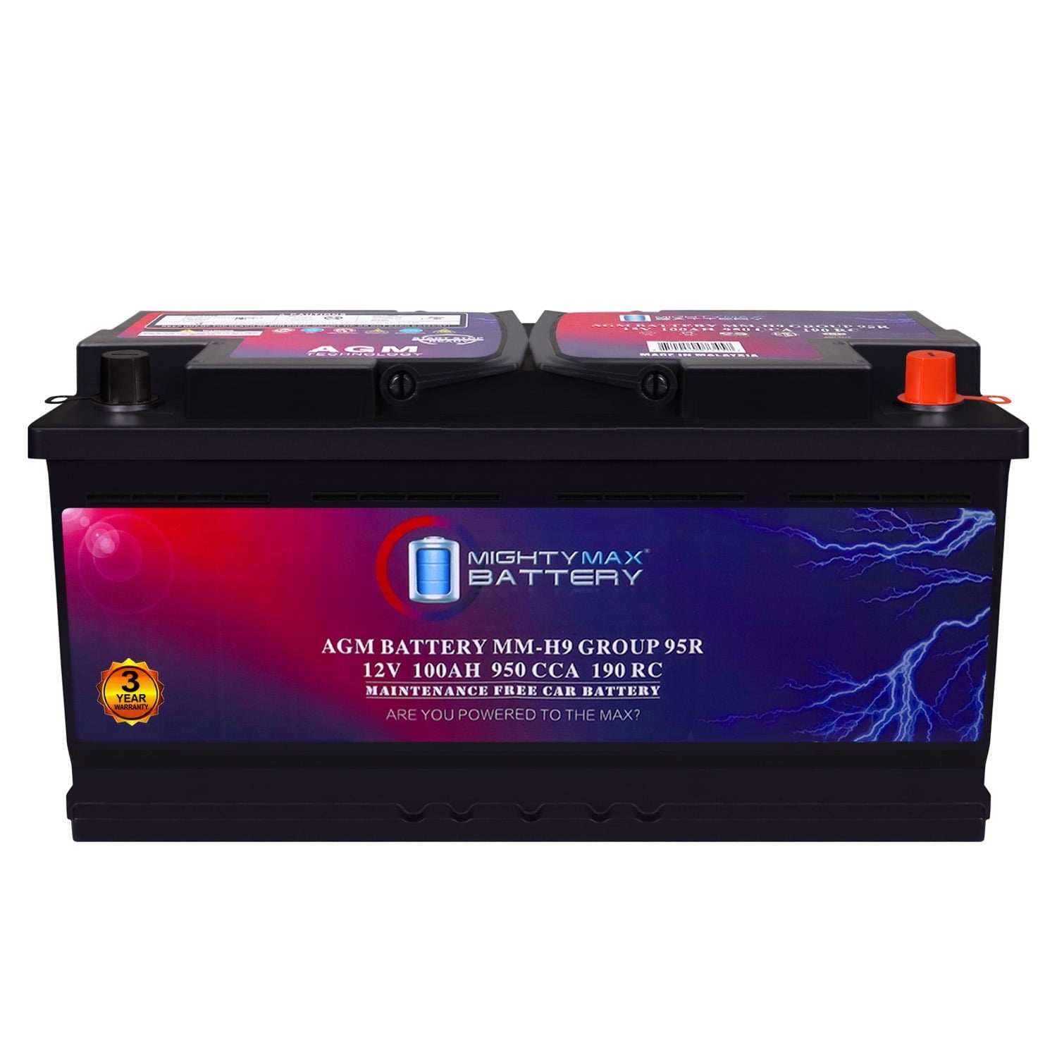 MM-H5 Start and Stop Car BCI Group Size 47 12V 60 AH, 100RC, 680 CCA Rechargeable AGM Car Battery