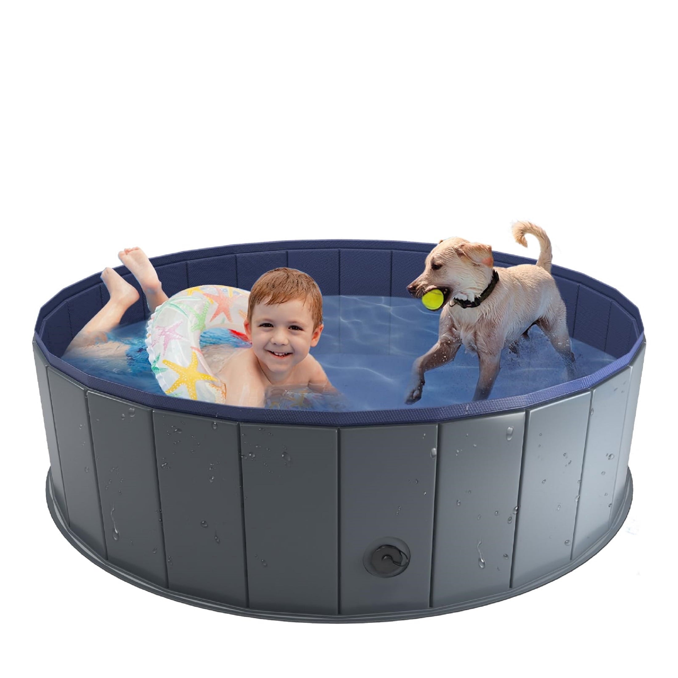 Niubya 47'' x 12'' Foldable Dog Swimming Pool, Small swimming pool，Portable Bath Tub for Pets Indoor and Outdoor(Gray)