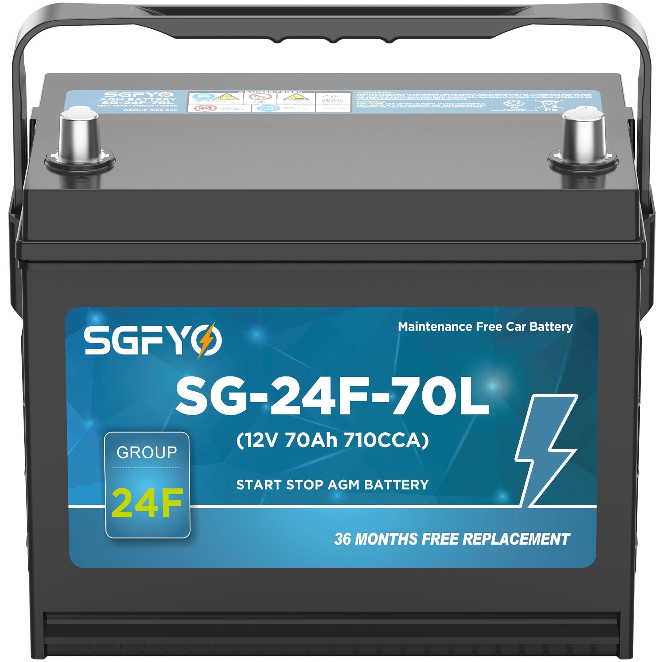 SGFYO Group Size 35 Car Battery,12V 55Ah 650CCA 88RC,AGM Maintenance Free Start Stop Automotive Replacement Battery