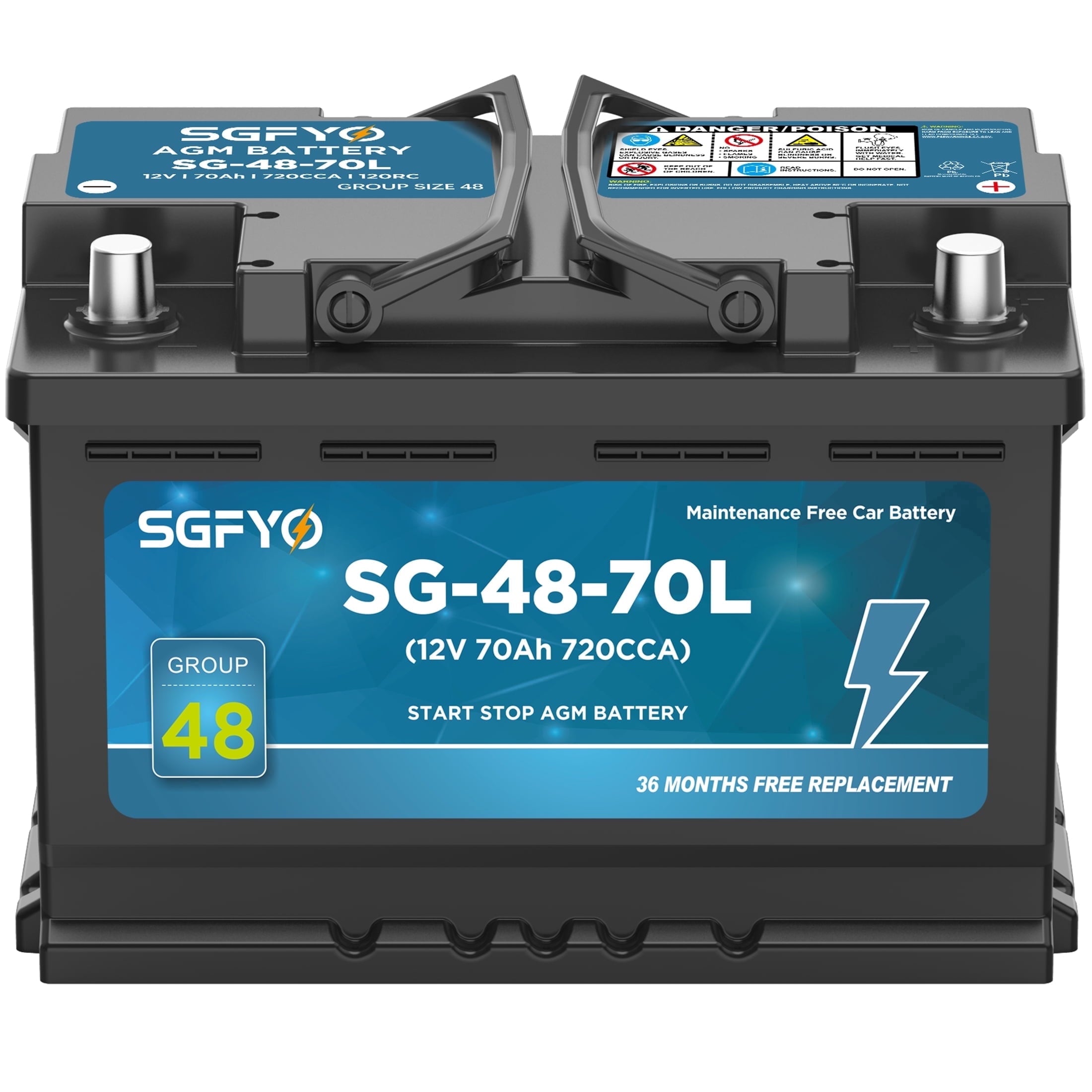 SGFYO Group Size 35 Car Battery,12V 55Ah 650CCA 88RC,AGM Maintenance Free Start Stop Automotive Replacement Battery