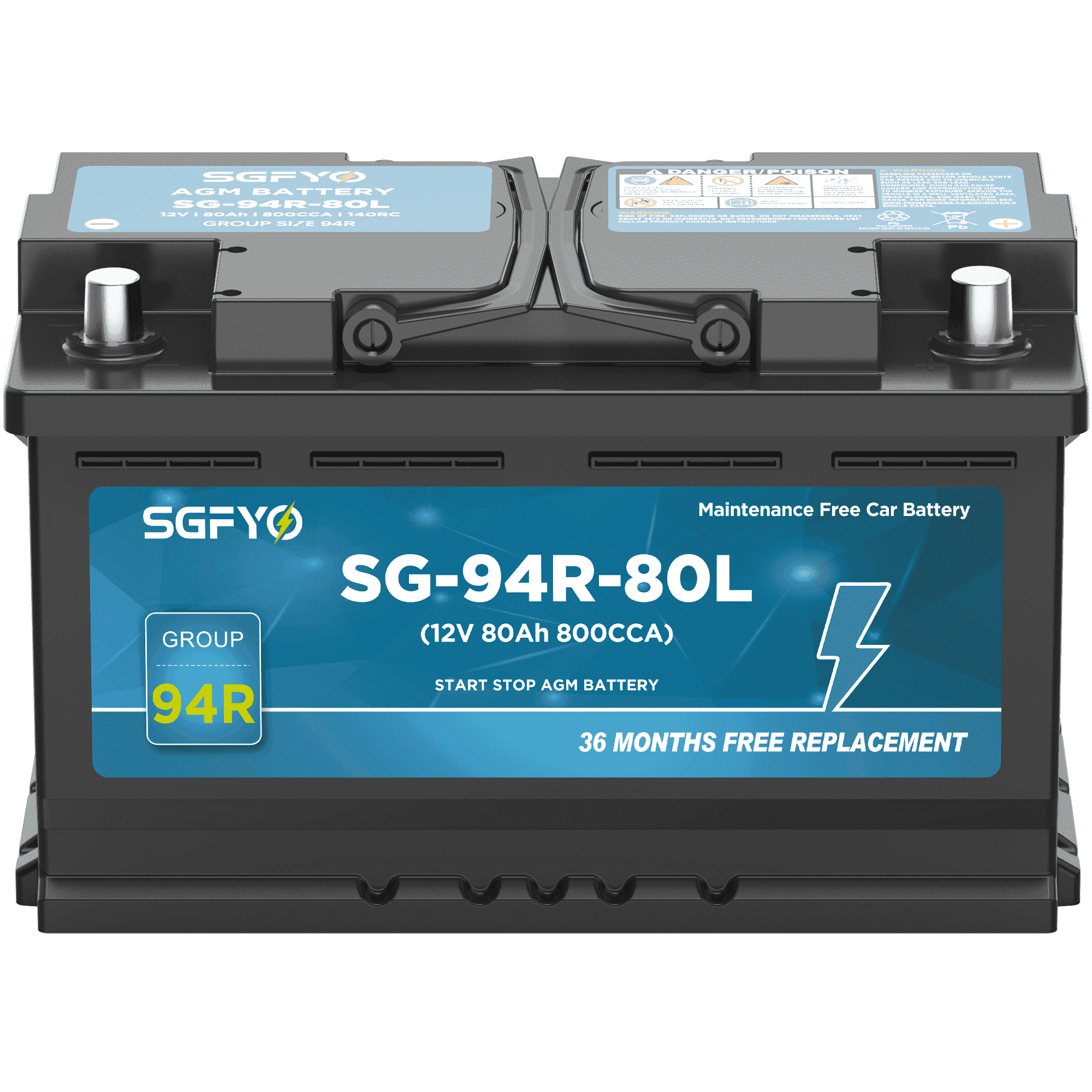 SGFYO Group Size 35 Car Battery,12V 55Ah 650CCA 88RC,AGM Maintenance Free Start Stop Automotive Replacement Battery
