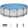 Bestway Steel Pro MAX 15' x 48 Prismatic Stone Pool Set| Durable Construction, Easy Assembly, and All-Inclusive Accessories - above ground pool set with filter pump, ladder, and pool cover