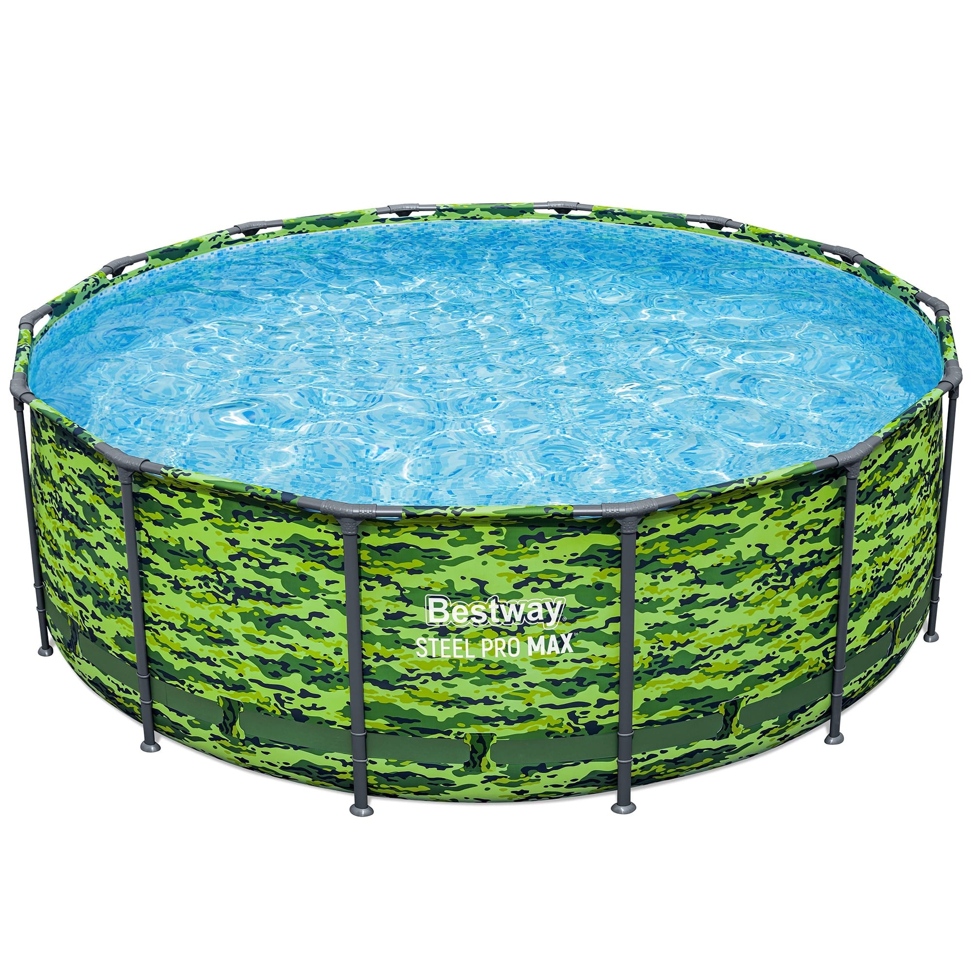 Bestway Steel Pro Max 14'x48 Camo Pool Set | Durable Construction, Easy Assembly, and All-Inclusive Accessories - above ground pool set with filter pump, ladder, and pool cover - No Tools Required!