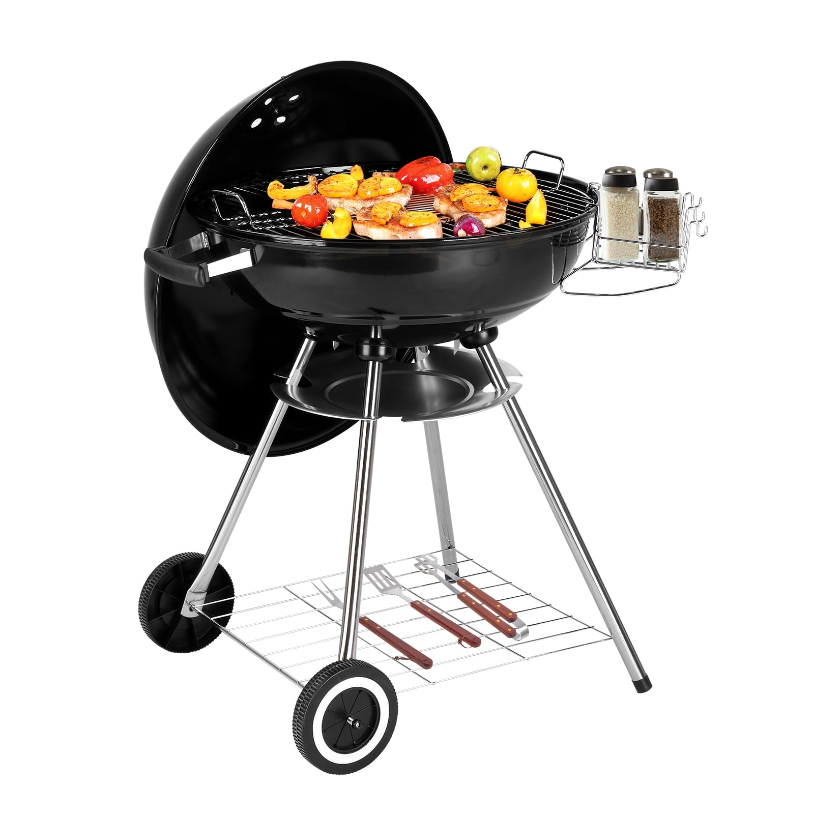 Zimtown 18 Portable Charcoal BBQ Clearance Grill Outdoor Camping Backyard with Side Wheels Black