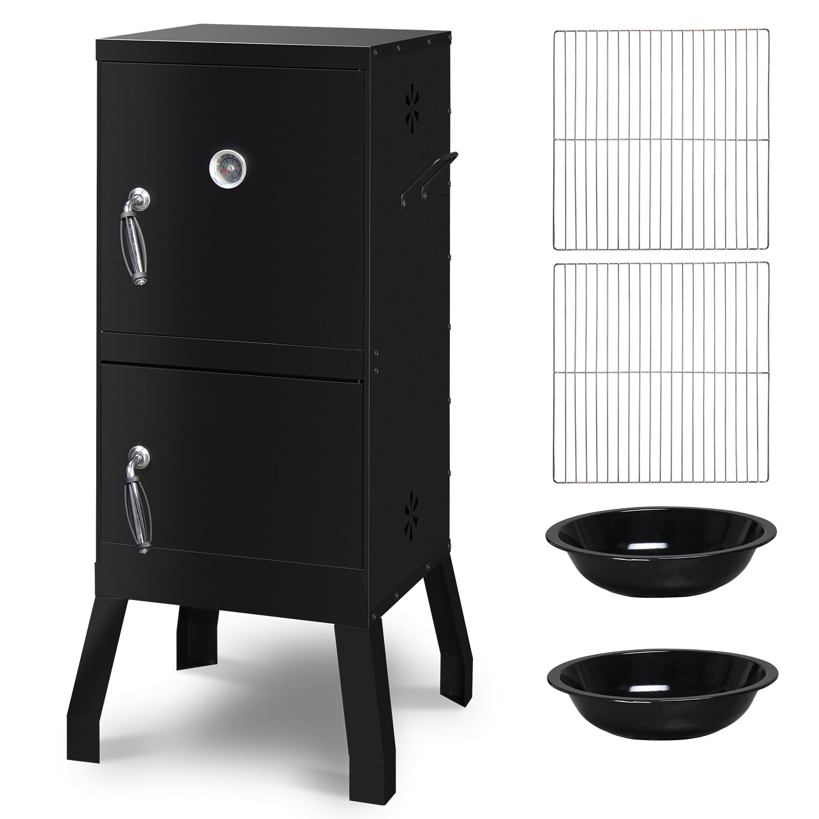 Zimtown Charcoal Grill BBQ Smoker Outdoor Barbecue Pit with 3 Levels Patio Backyard Black
