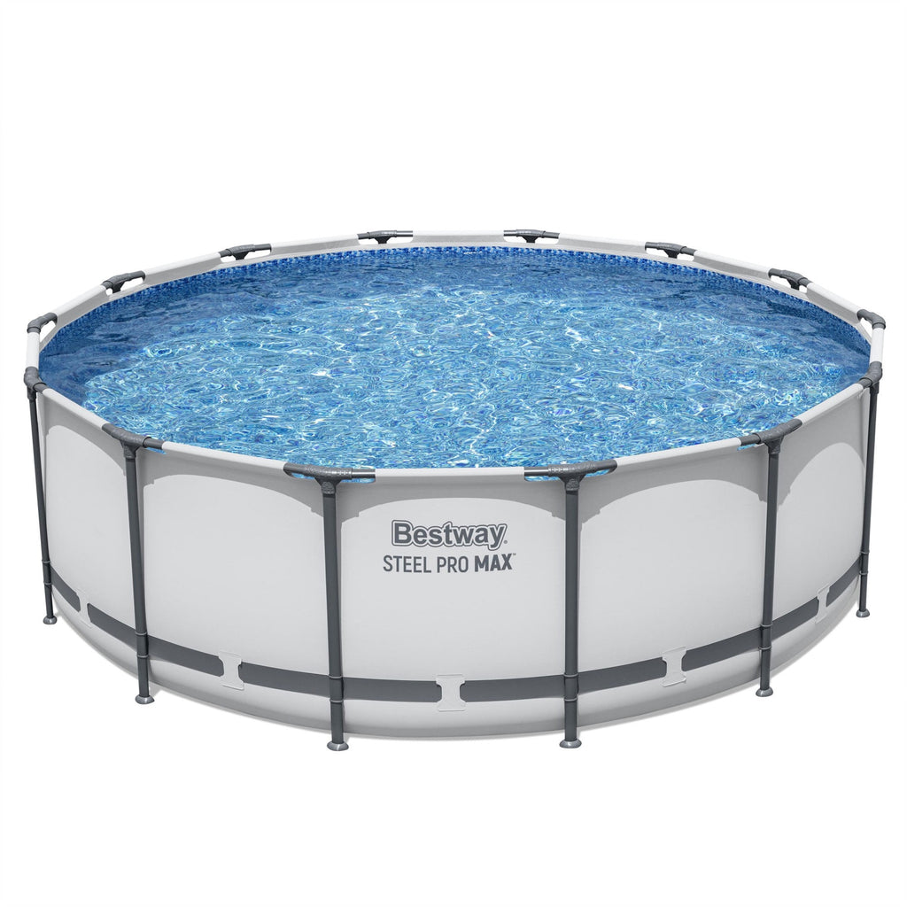 Bestway Steel Pro MAX 15'x42 Metal Frame Above Ground Pool Set w/ Pump, Ladder, & Cover