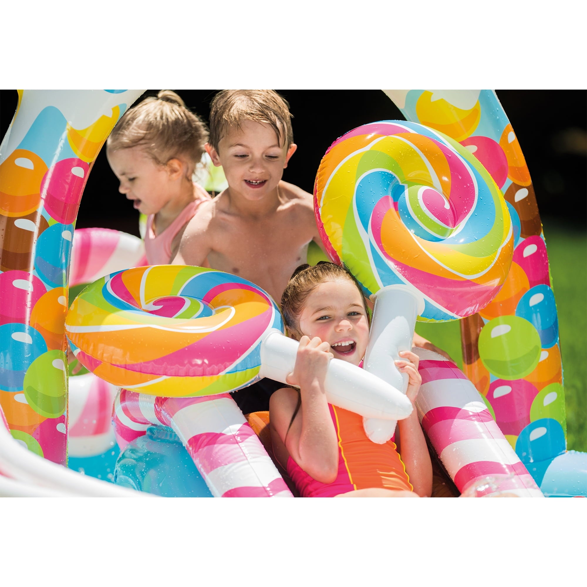 Intex Kids Inflatable Candy Zone Swim Play Center Kids Splash Pool w/ Waterslide