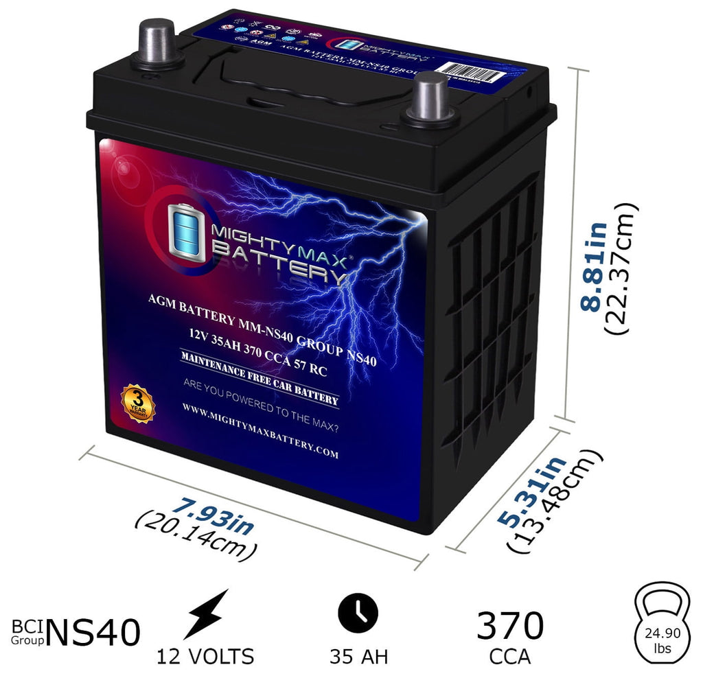MM-H5 Start and Stop Car BCI Group Size 47 12V 60 AH, 100RC, 680 CCA Rechargeable AGM Car Battery