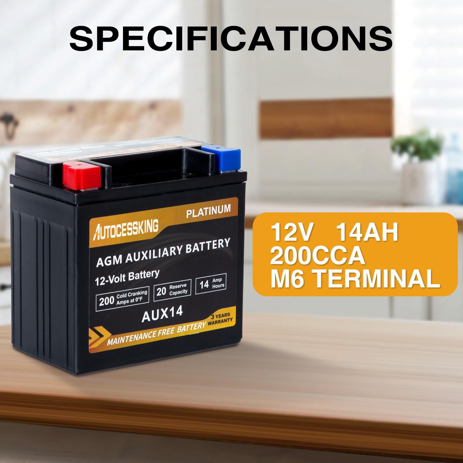 Autocessking Platinum AGM Battery, Group 47 Rechargeable Automotive Batteries for Car, 12V H5 680CCA 60Ah 100RC