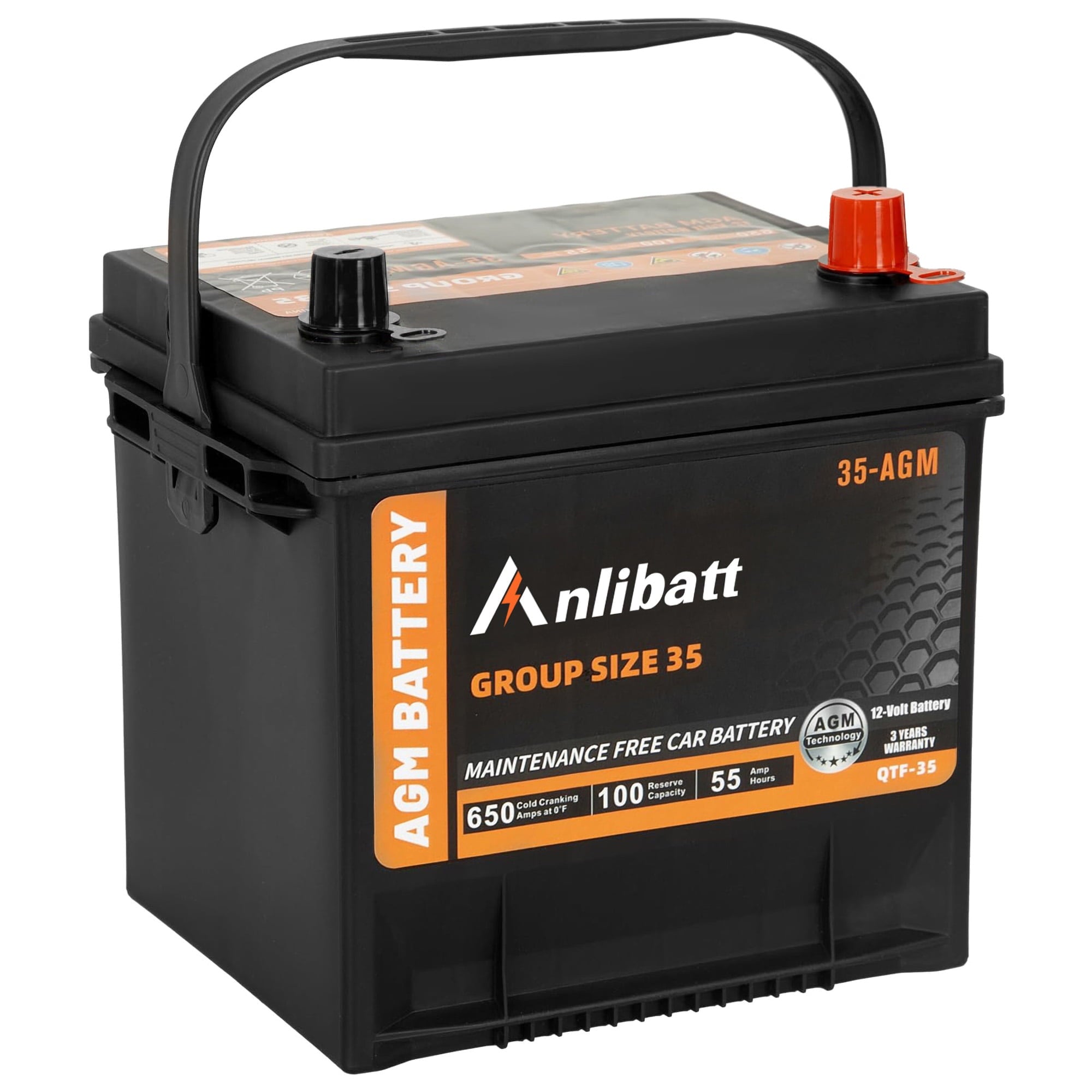 Anlibatt BCI Group 48 Battery, AGM 12 Volt Rechargeable Automotive Batteries for Car, H6 760CCA 70Ah 120RC, Maintenance Free
