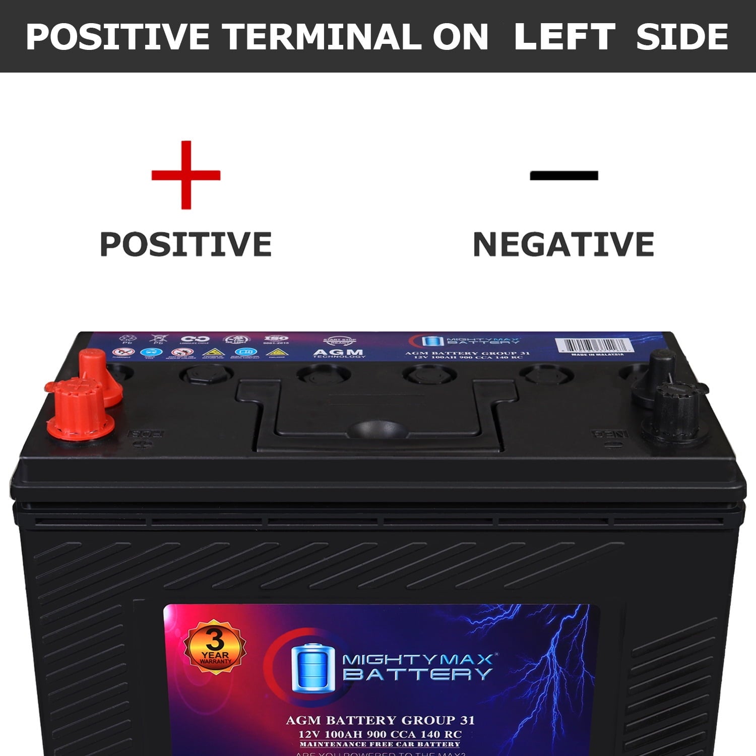 MM-H5 Start and Stop Car BCI Group Size 47 12V 60 AH, 100RC, 680 CCA Rechargeable AGM Car Battery