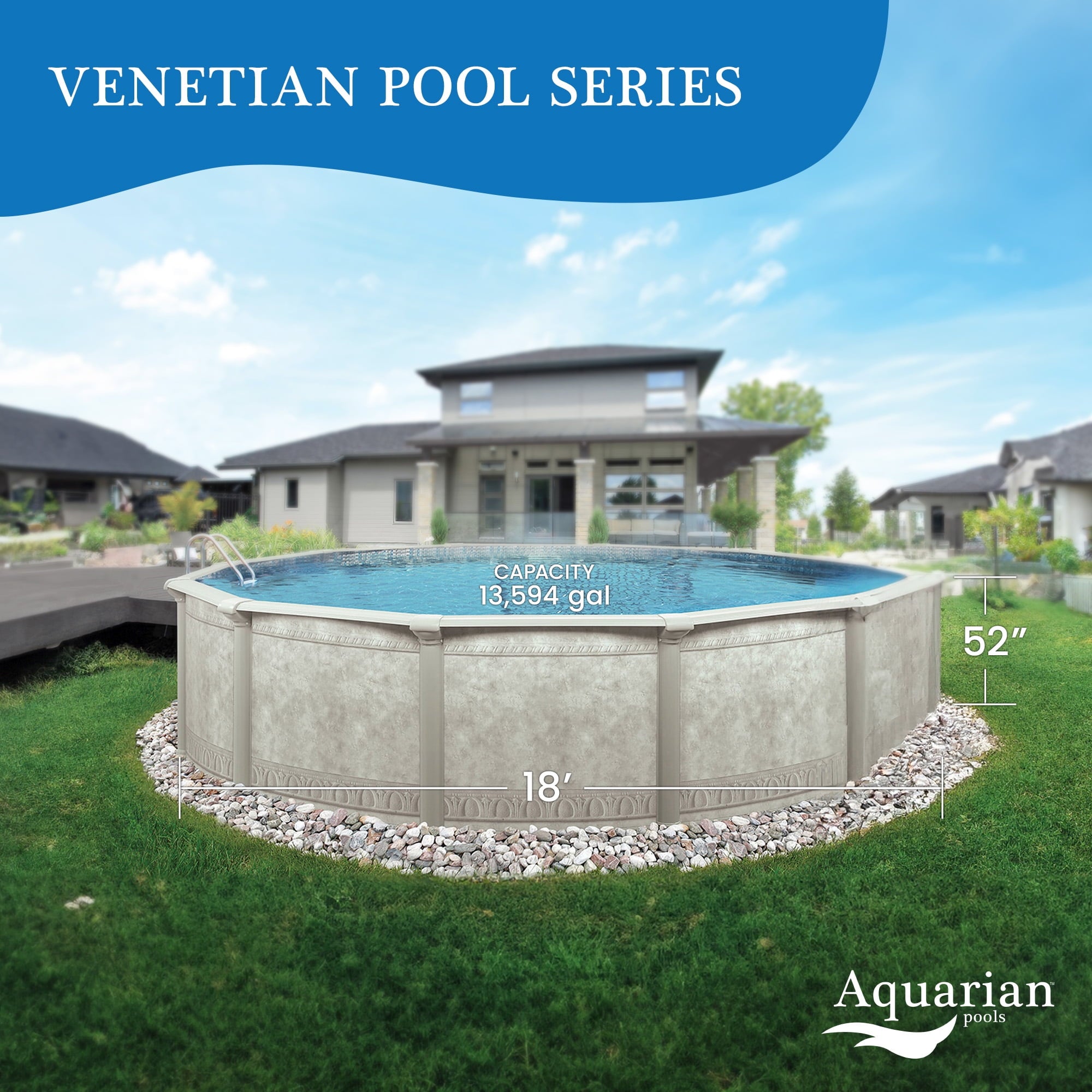 Aquarian Phoenix 18' x 52 Steel Frame DIY Family Size Above Ground Pool