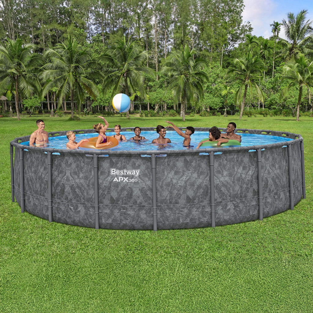 Bestway APX 365 18'x52 Metal Frame Above Ground Pool w/ Sand Filter Pump, Ladder & Cover