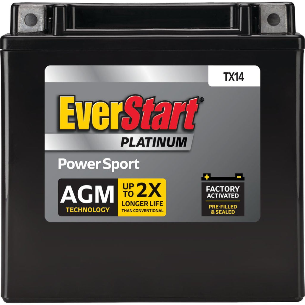 EverStart Platinum AGM Power Sport Battery, Group Size TX14 12 Volt, 200 CCA