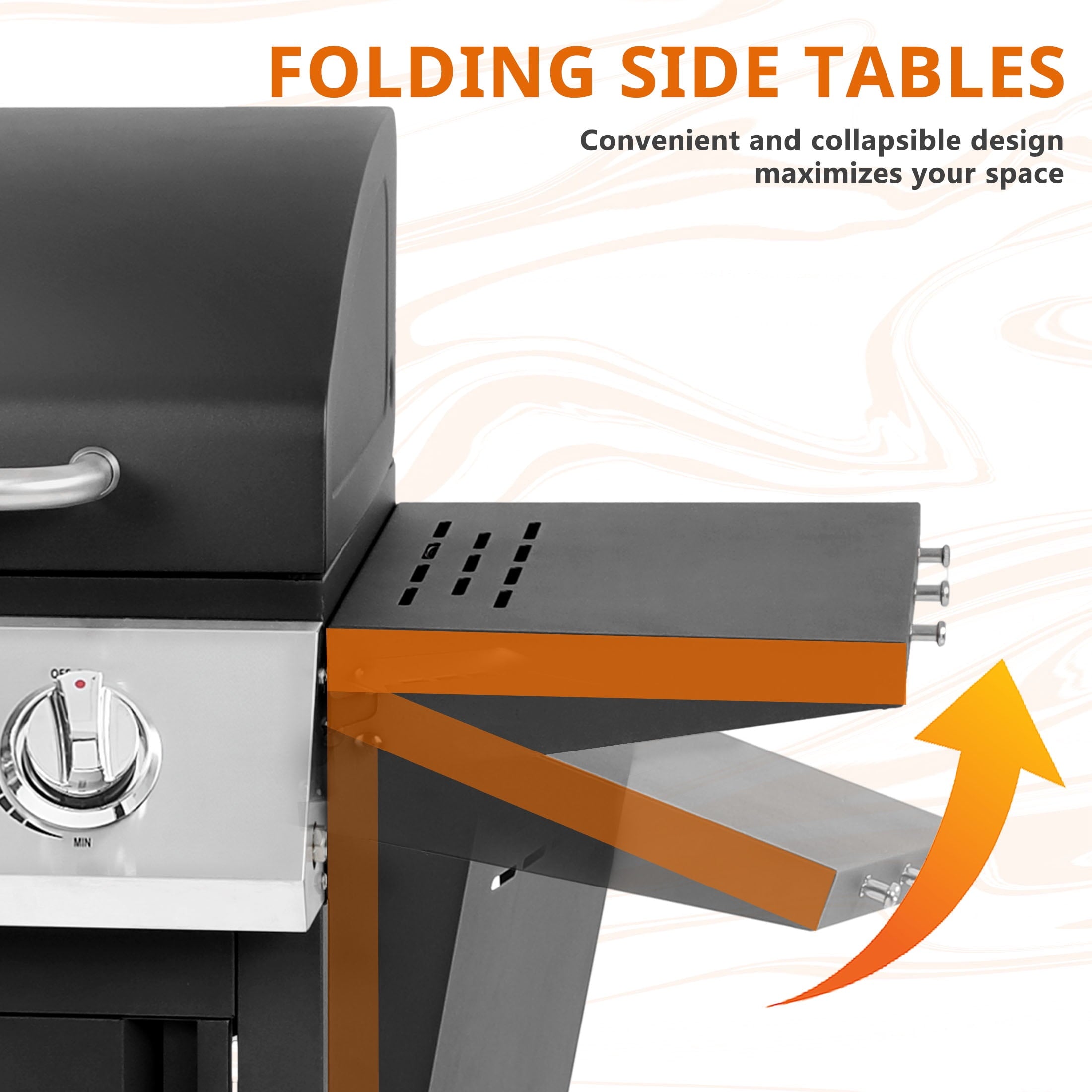 SEGMART 3 Burner BBQ Propane Gas Grill, Stainless Steel 30,000 BTU Patio Garden Barbecue Grill with Side Tables, Cleaning Brush & Thermometer, Perfect for Camping, Outdoor Cooking