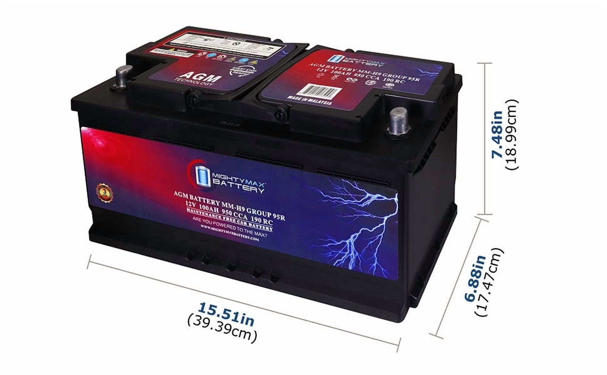 MM-H5 Start and Stop Car BCI Group Size 47 12V 60 AH, 100RC, 680 CCA Rechargeable AGM Car Battery