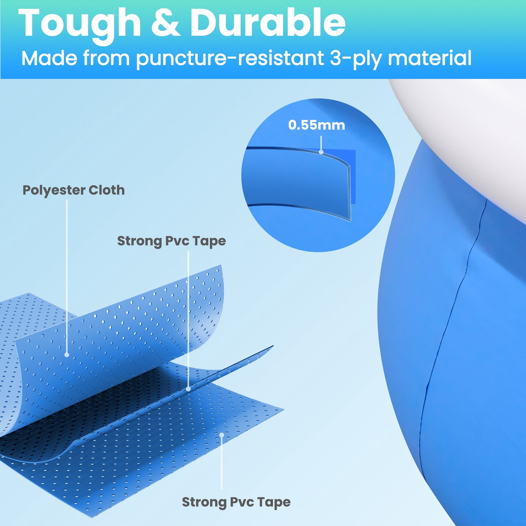 Naipo 10ft x 28in Inflatable Swimming Pool Above Ground Family Pool for Kids & Adults Puncture-Resistant PVC, Quick Setup (Includes 2 Repair Patches)