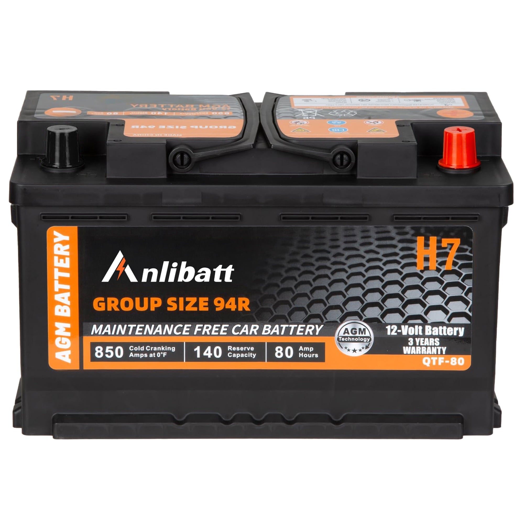 Anlibatt BCI Group 48 Battery, AGM 12 Volt Rechargeable Automotive Batteries for Car, H6 760CCA 70Ah 120RC, Maintenance Free