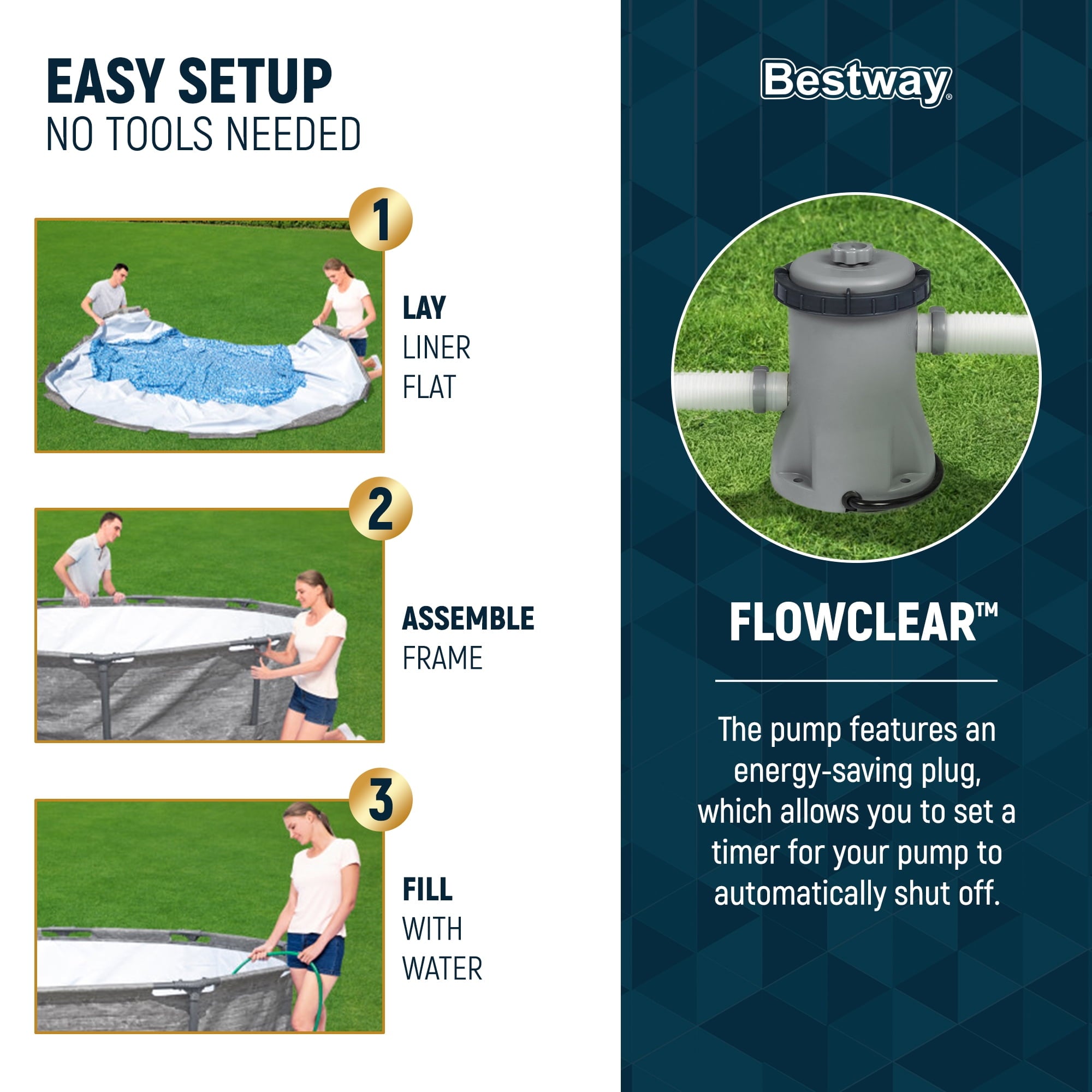 Bestway Steel Pro MAX 10'x30\ Metal Frame Above Ground Pool Set w/ Filter Pump & Cartridge