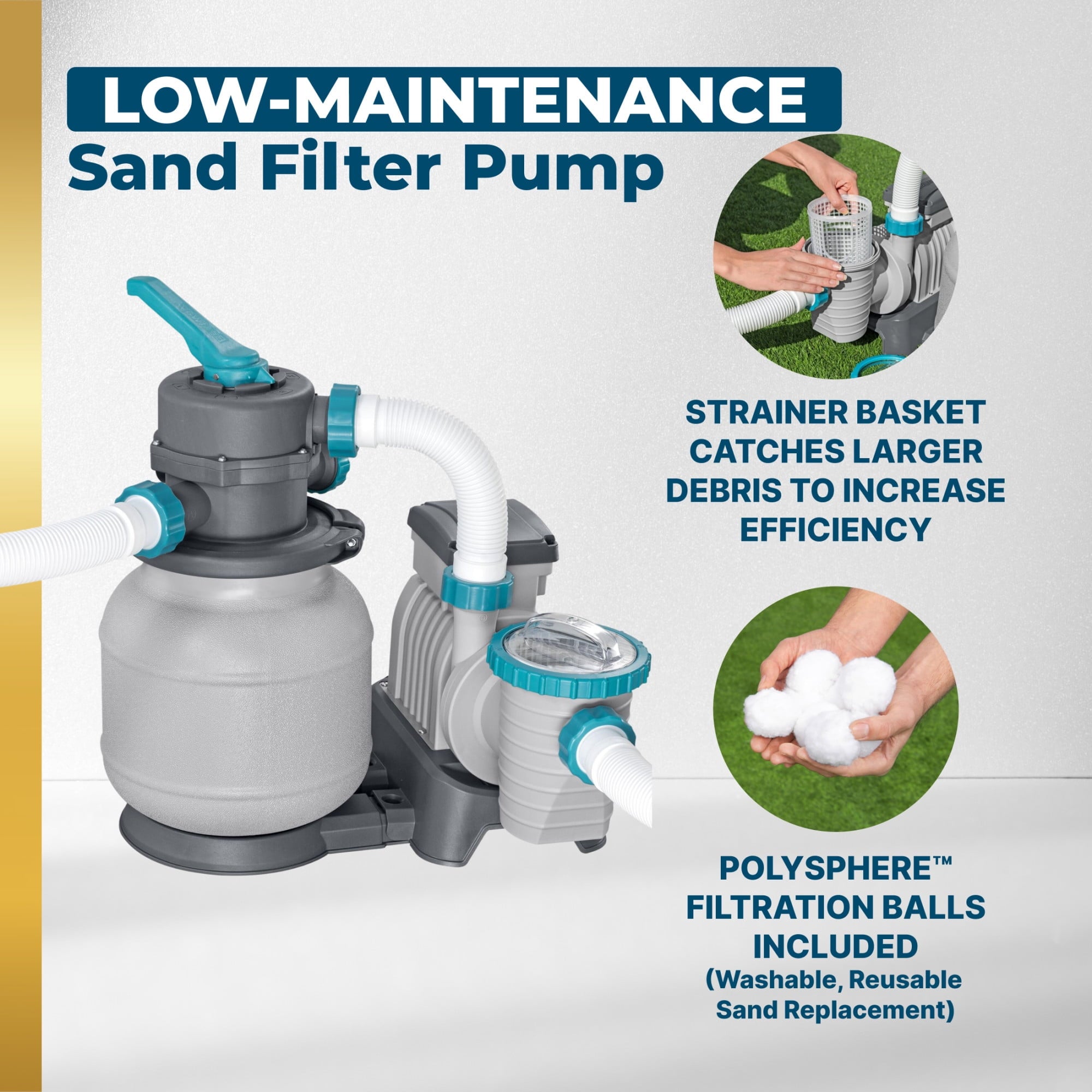 Bestway Hydrium 24' x 12' x 52 Steel Side Wall Above Ground Pool w/ Sand Pump & Accessories