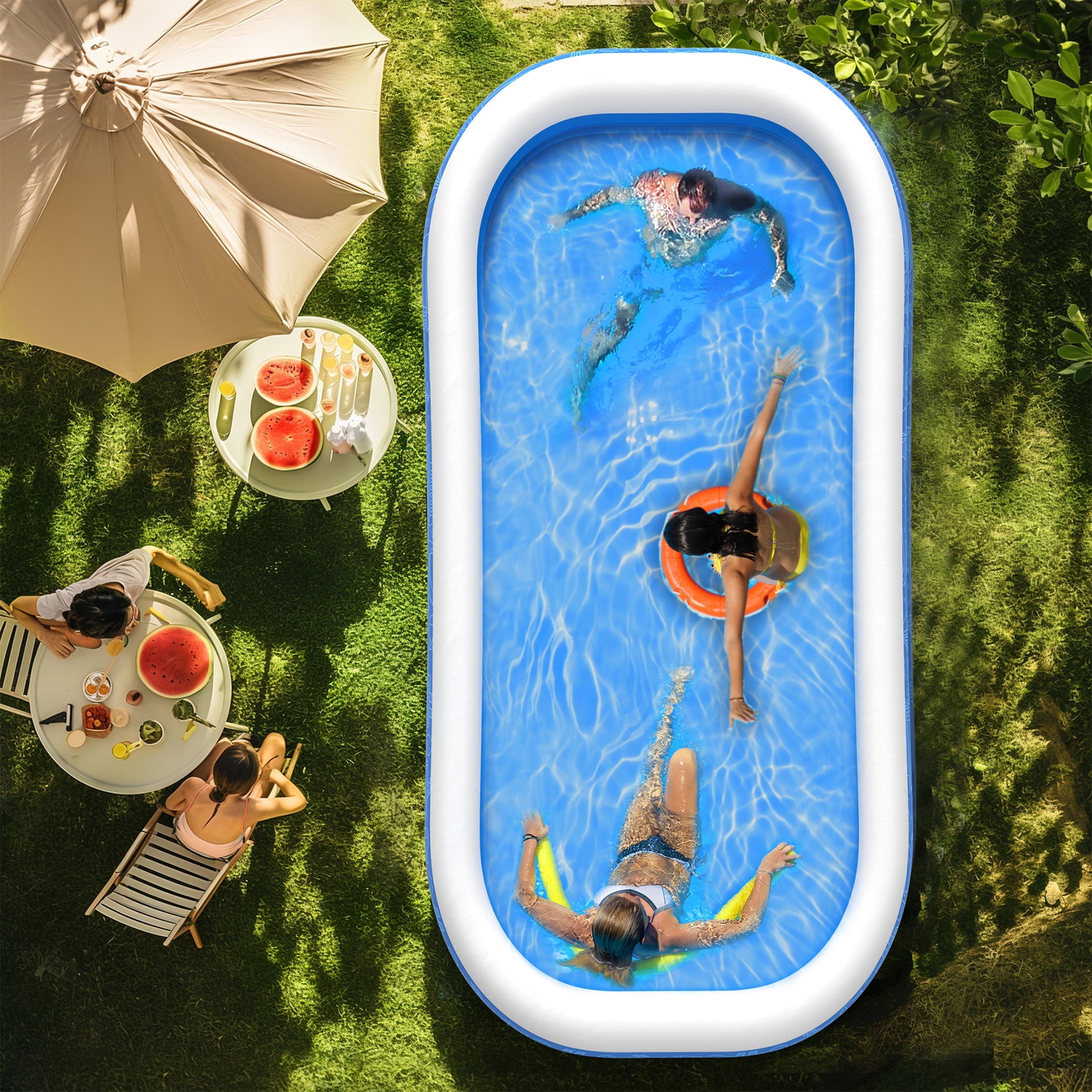 Inflatable Pool for Kids and Adults, 120 X 72 X 22 Oversized Thickened Family Swimming Pool for Toddlers, Outdoor, Garden, Backyard, Summer Water Party